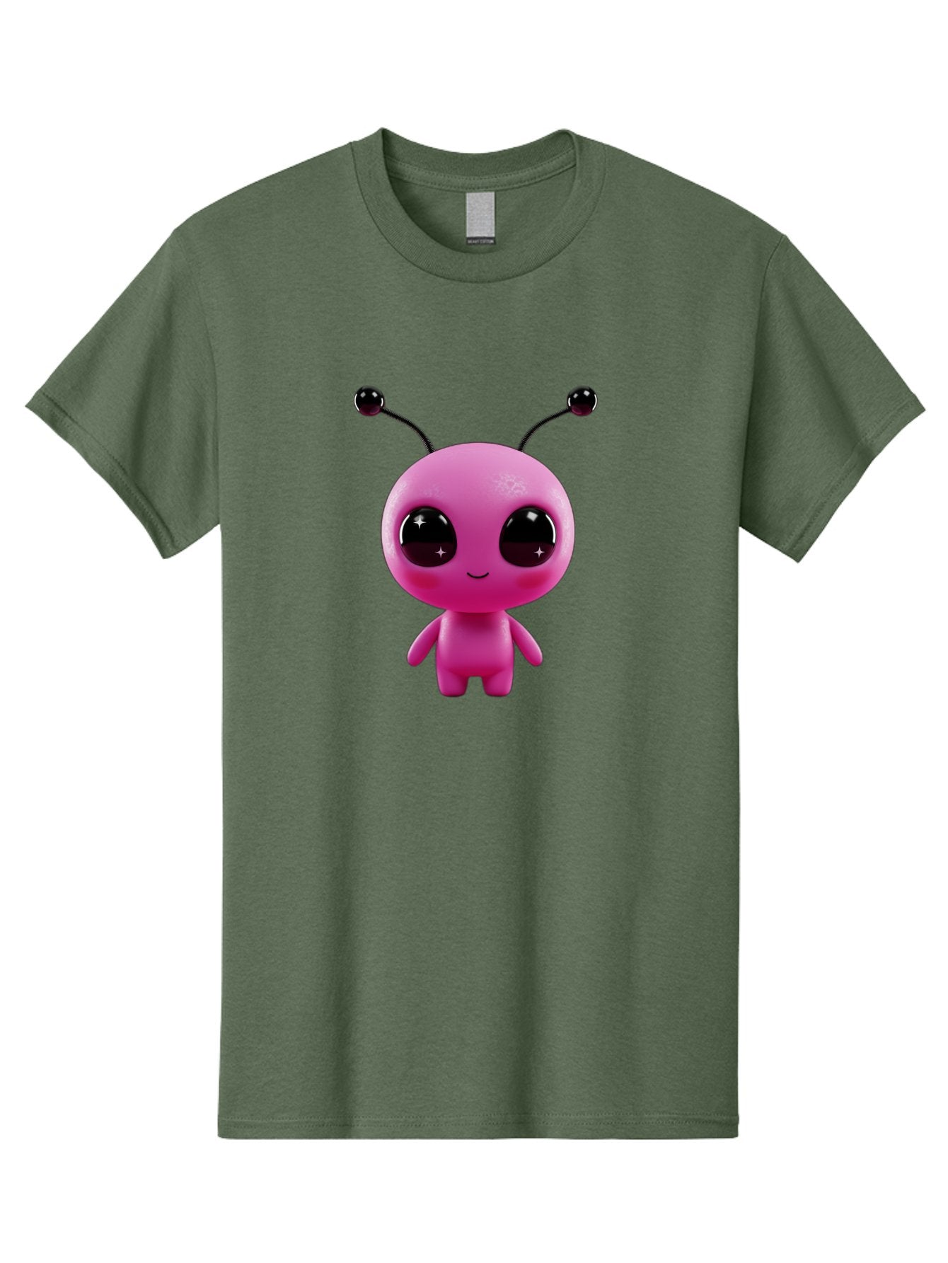 Pink-Alien Men'S Graphic Tee, 100% Cotton, Comfortable Casual Summer Wear, Machine Washable, Pink Alien Character, Cartoon Alien, Alien Figure, Cute Extraterrestrial, Adorable Cartoon Character, 3D Render, Shiny Eyes, Smiling Face, Bac247 6