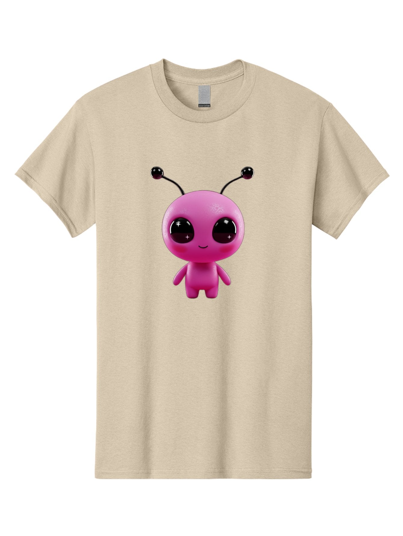 Pink-Alien Men'S Graphic Tee, 100% Cotton, Comfortable Casual Summer Wear, Machine Washable, Pink Alien Character, Cartoon Alien, Alien Figure, Cute Extraterrestrial, Adorable Cartoon Character, 3D Render, Shiny Eyes, Smiling Face, Bac247 13