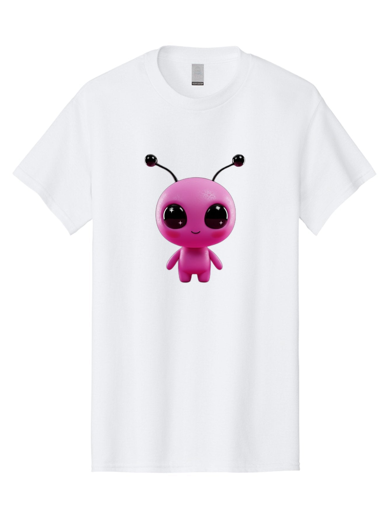 Pink-Alien Men'S Graphic Tee, 100% Cotton, Comfortable Casual Summer Wear, Machine Washable, Pink Alien Character, Cartoon Alien, Alien Figure, Cute Extraterrestrial, Adorable Cartoon Character, 3D Render, Shiny Eyes, Smiling Face, Bac247 14