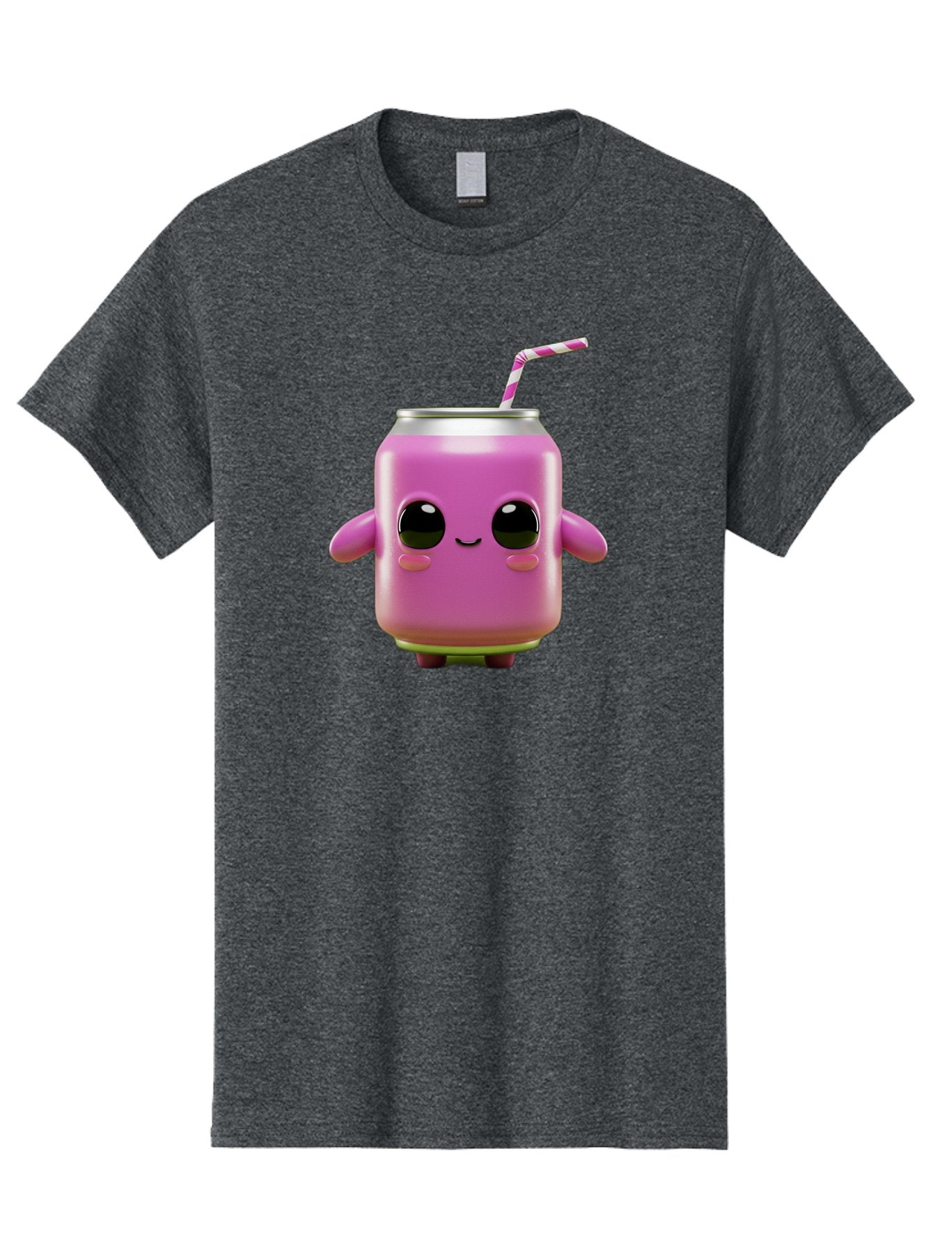 Pink-Can-Character Men'S Graphic Tee, 100% Cotton, Comfortable Casual Summer Wear, Machine Washable, Pink Soda Can Character, Cartoon Soda Can, Cute Beverage, Kawaii Culture, Soda Can With Face, Straw In Can, Soft Drink Mascot, Fun Drink, Bac248 10