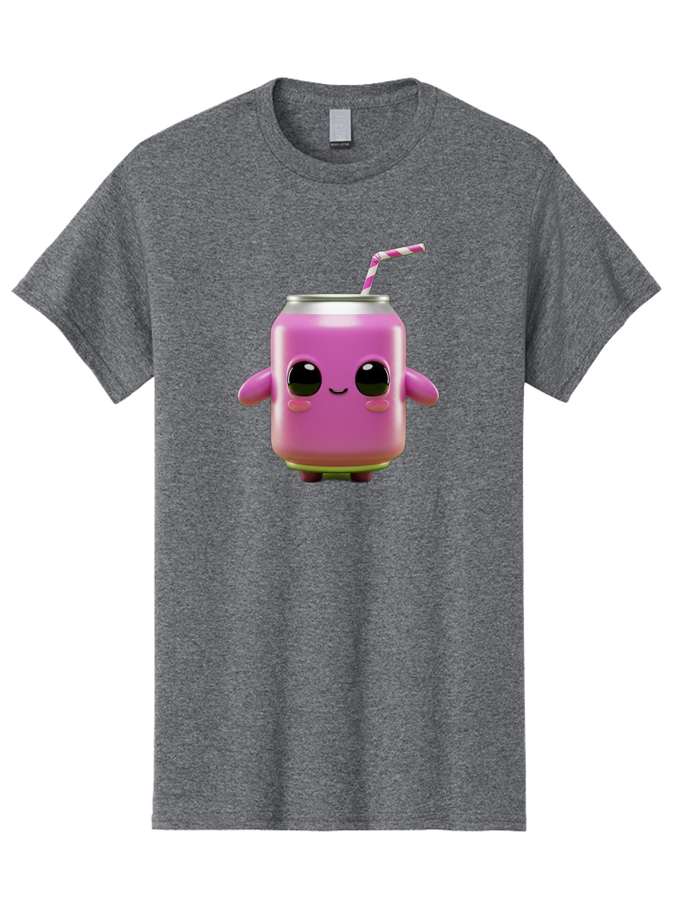 Pink-Can-Character Men'S Graphic Tee, 100% Cotton, Comfortable Casual Summer Wear, Machine Washable, Pink Soda Can Character, Cartoon Soda Can, Cute Beverage, Kawaii Culture, Soda Can With Face, Straw In Can, Soft Drink Mascot, Fun Drink, Bac248 12