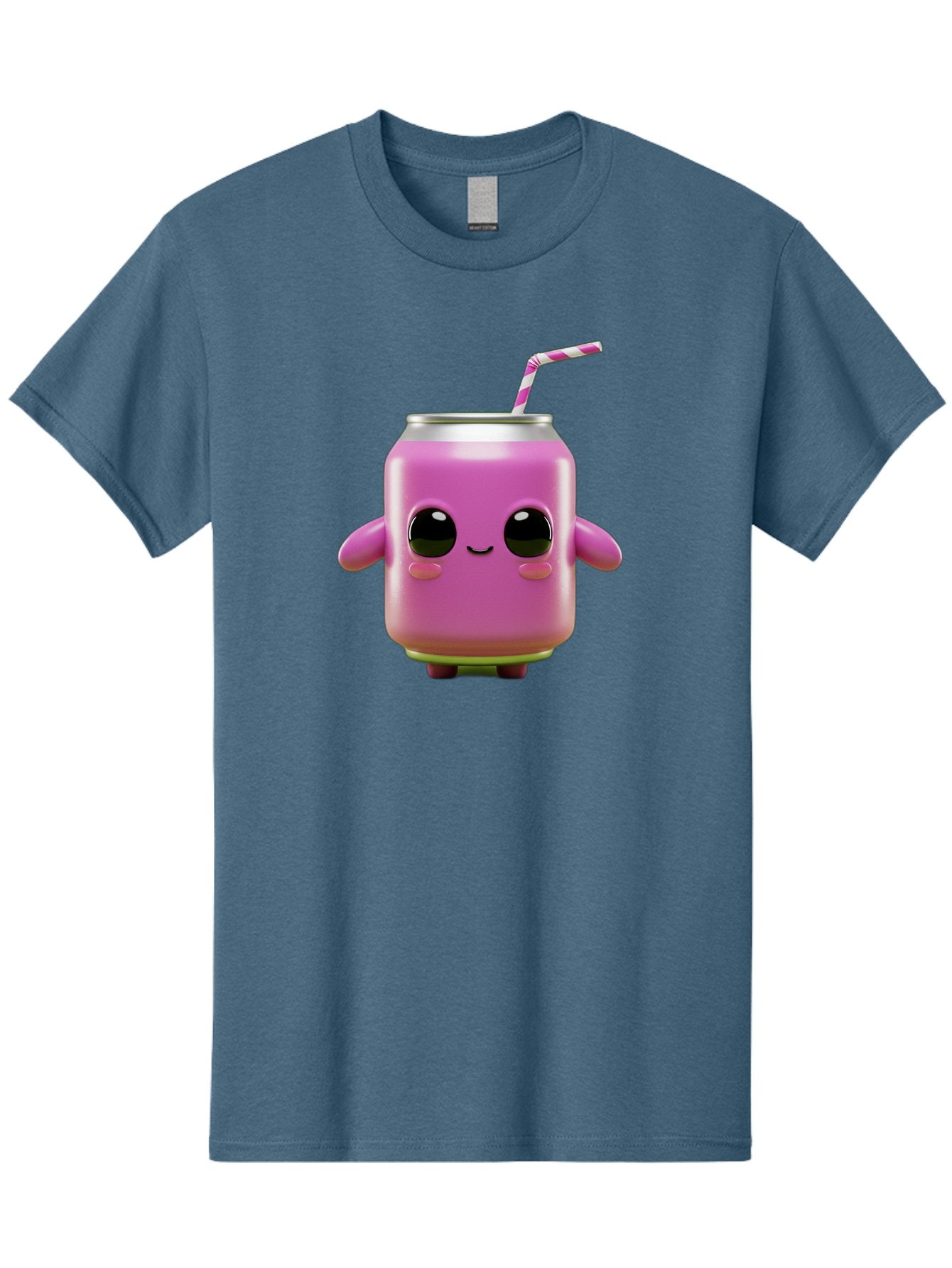 Pink-Can-Character Men'S Graphic Tee, 100% Cotton, Comfortable Casual Summer Wear, Machine Washable, Pink Soda Can Character, Cartoon Soda Can, Cute Beverage, Kawaii Culture, Soda Can With Face, Straw In Can, Soft Drink Mascot, Fun Drink, Bac248 15
