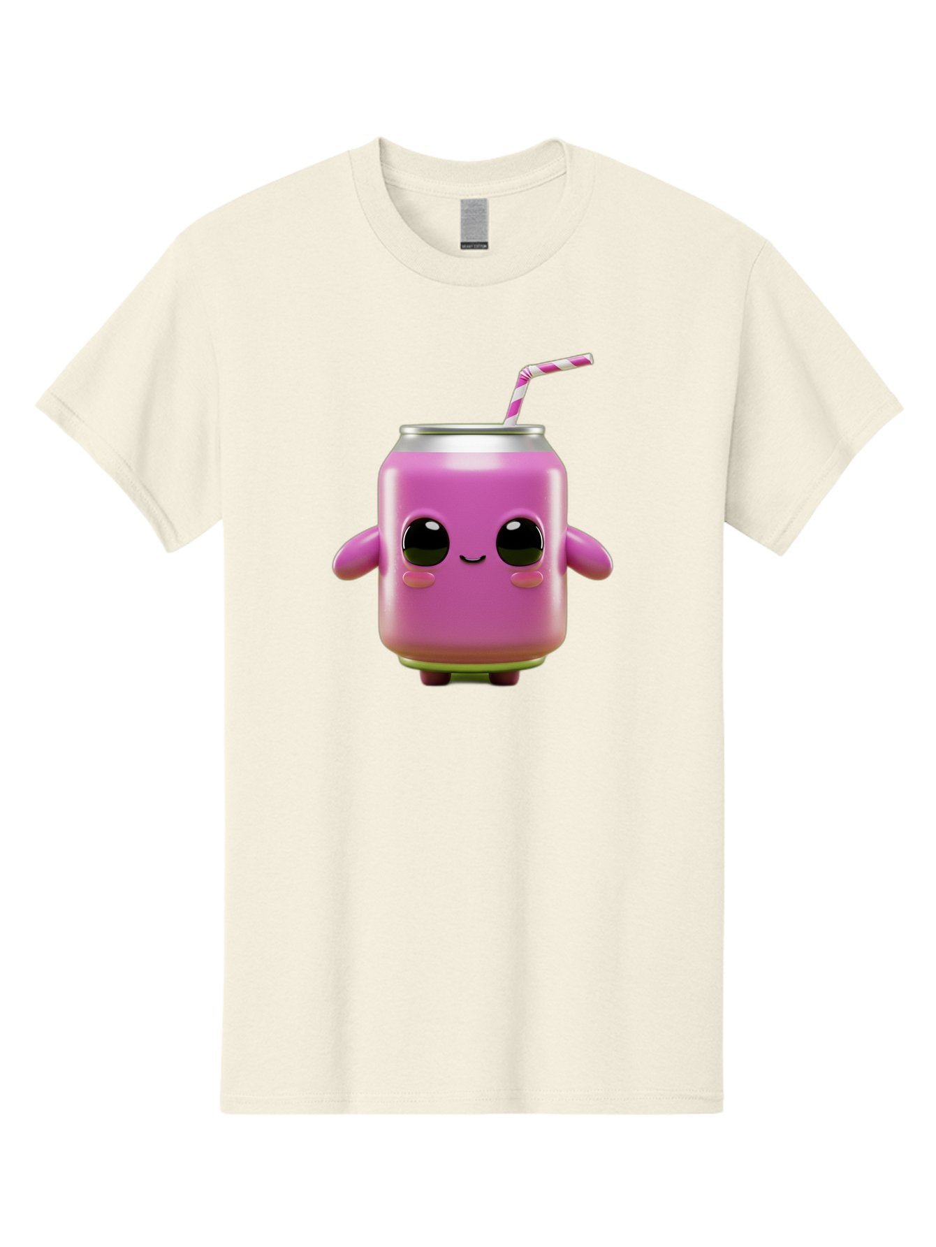 Pink-Can-Character Men'S Graphic Tee, 100% Cotton, Comfortable Casual Summer Wear, Machine Washable, Pink Soda Can Character, Cartoon Soda Can, Cute Beverage, Kawaii Culture, Soda Can With Face, Straw In Can, Soft Drink Mascot, Fun Drink, Bac248 14