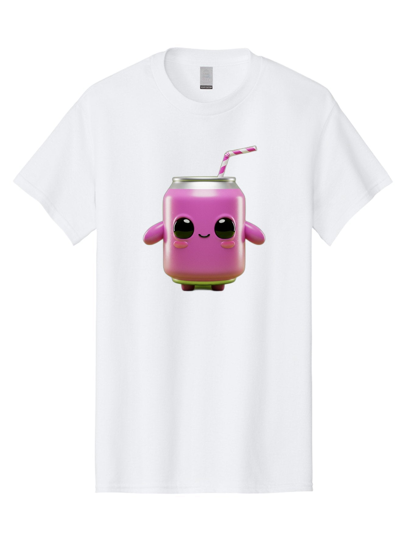 Pink-Can-Character Men'S Graphic Tee, 100% Cotton, Comfortable Casual Summer Wear, Machine Washable, Pink Soda Can Character, Cartoon Soda Can, Cute Beverage, Kawaii Culture, Soda Can With Face, Straw In Can, Soft Drink Mascot, Fun Drink, Bac248 13
