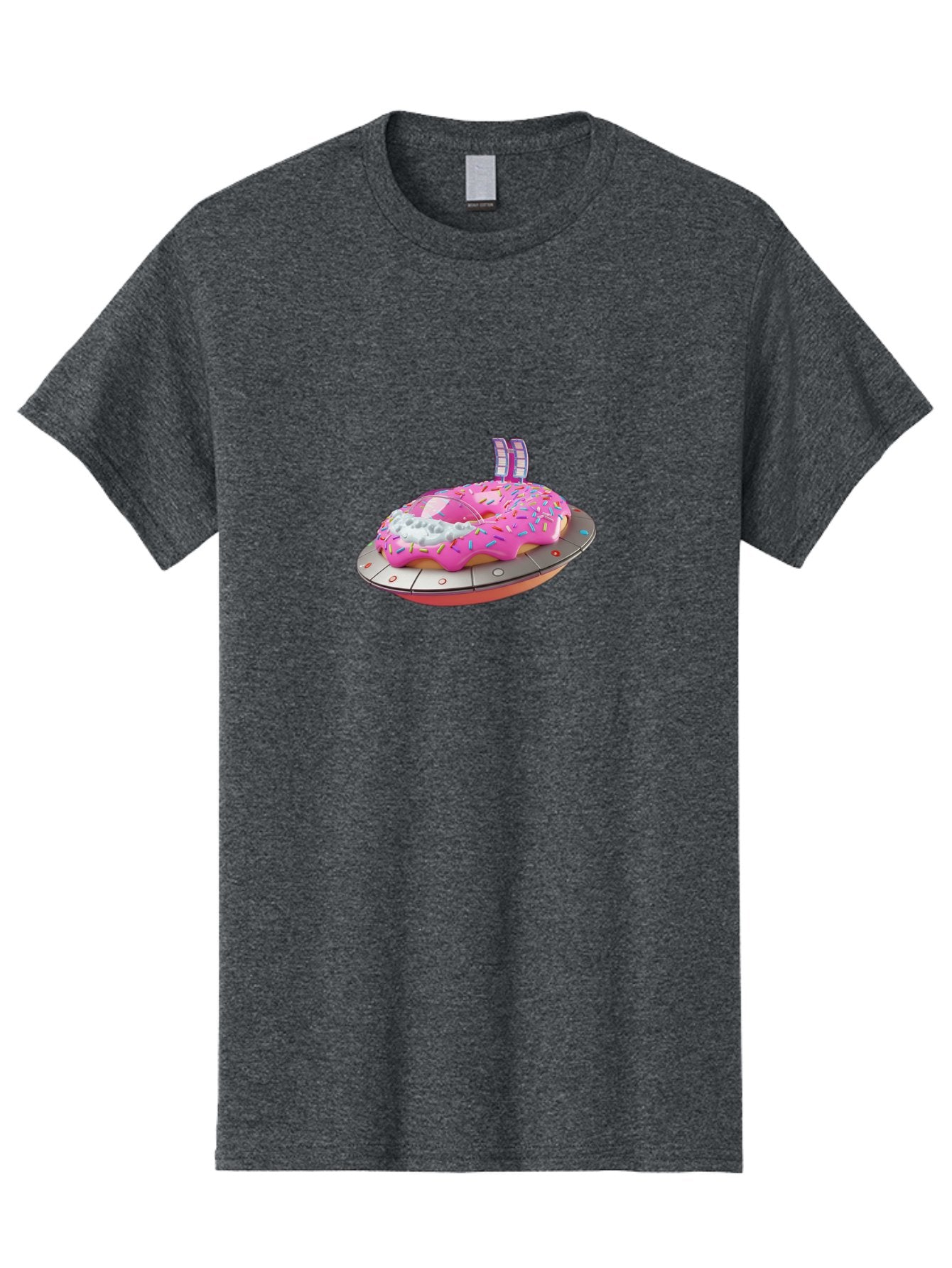 Pink-Donut-Ufo Men'S Graphic Tee, 100% Cotton, Comfortable Casual Summer Wear, Machine Washable, Donut On A Ufo, Pink Frosted Donut, Sprinkles, Digital Art, Futuristic Design, Sweet Treats, Dessert Art, Colorful Graphics, 3D Modeling, Bac249 9