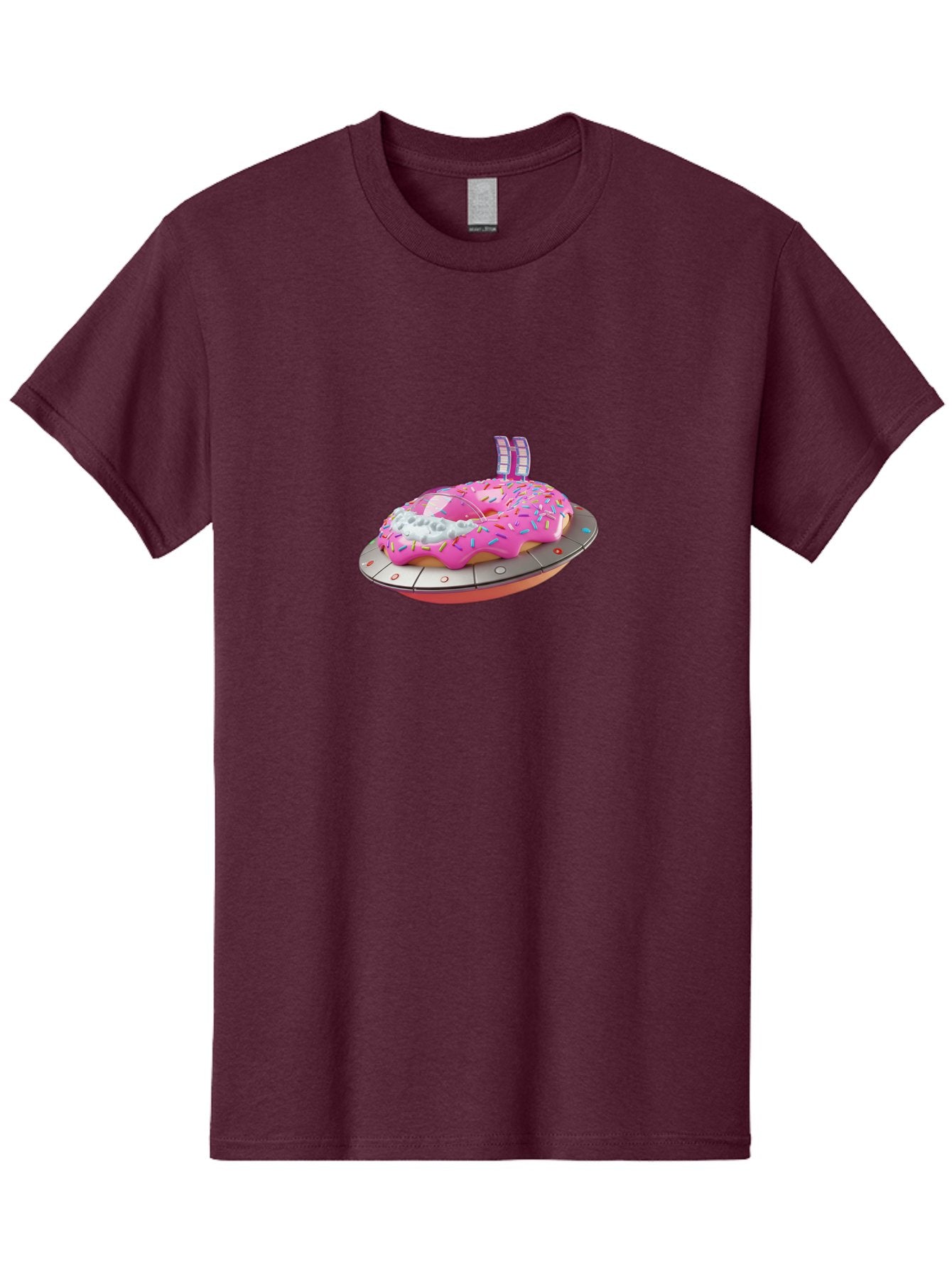 Pink-Donut-Ufo Men'S Graphic Tee, 100% Cotton, Comfortable Casual Summer Wear, Machine Washable, Donut On A Ufo, Pink Frosted Donut, Sprinkles, Digital Art, Futuristic Design, Sweet Treats, Dessert Art, Colorful Graphics, 3D Modeling, Bac249 10