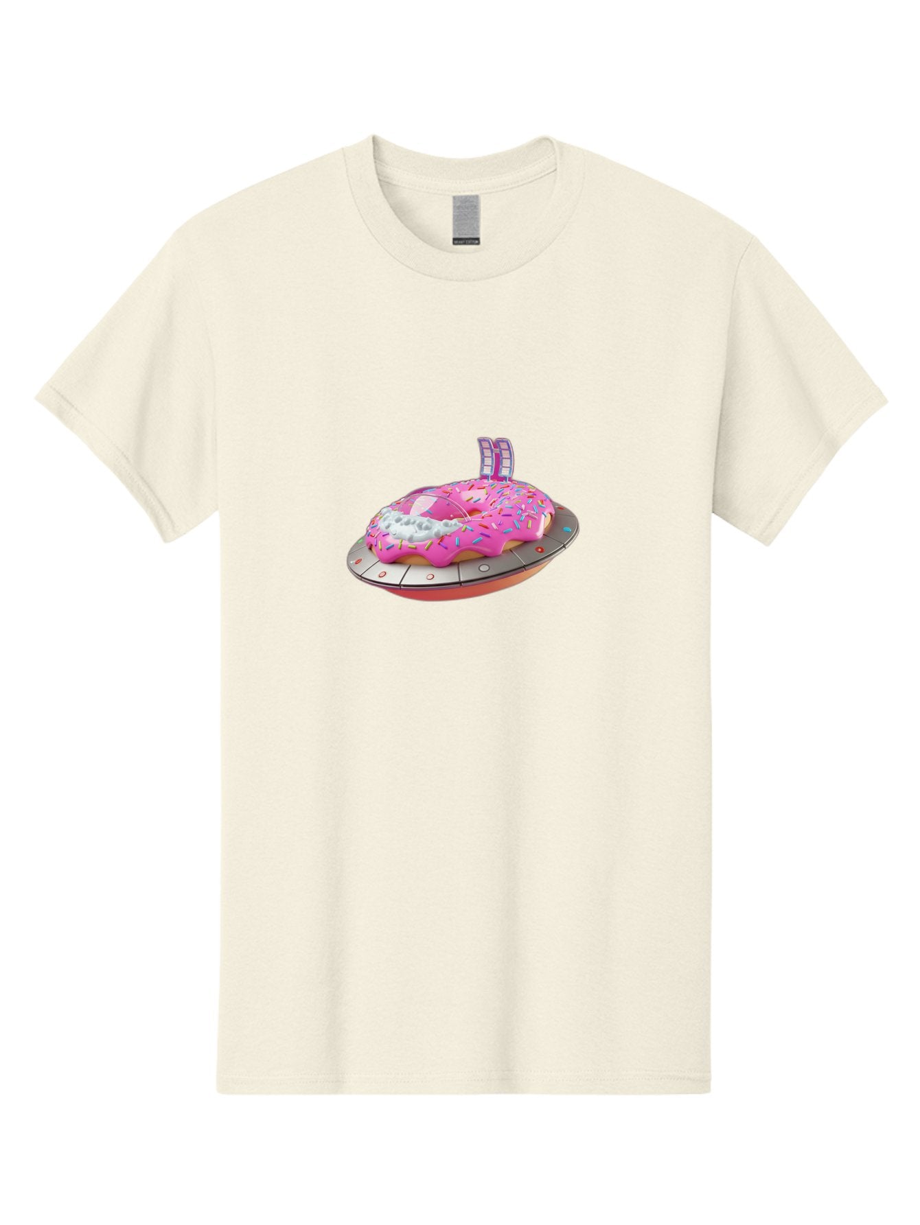 Pink-Donut-Ufo Men'S Graphic Tee, 100% Cotton, Comfortable Casual Summer Wear, Machine Washable, Donut On A Ufo, Pink Frosted Donut, Sprinkles, Digital Art, Futuristic Design, Sweet Treats, Dessert Art, Colorful Graphics, 3D Modeling, Bac249 11
