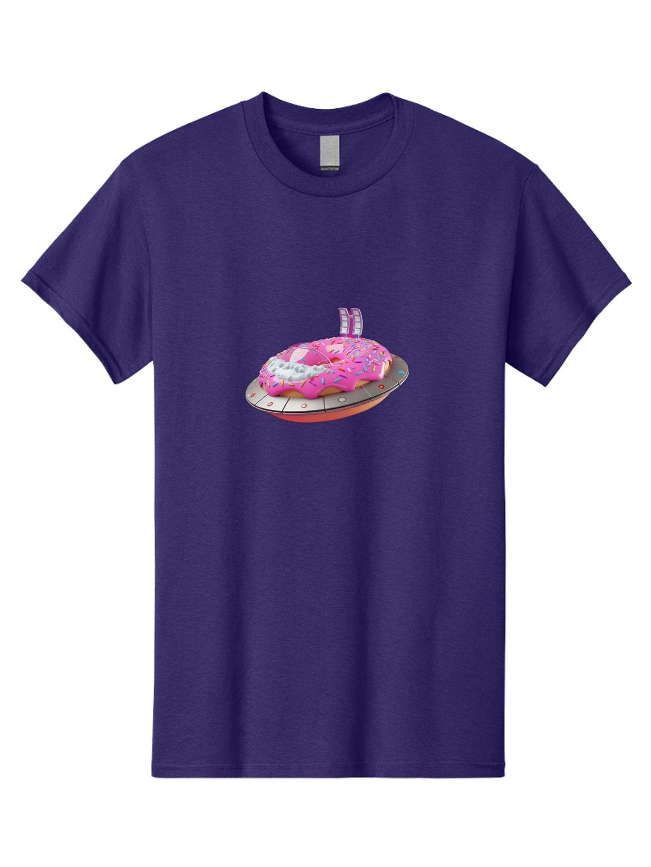 Pink-Donut-Ufo Men'S Graphic Tee, 100% Cotton, Comfortable Casual Summer Wear, Machine Washable, Donut On A Ufo, Pink Frosted Donut, Sprinkles, Digital Art, Futuristic Design, Sweet Treats, Dessert Art, Colorful Graphics, 3D Modeling, Bac249 7