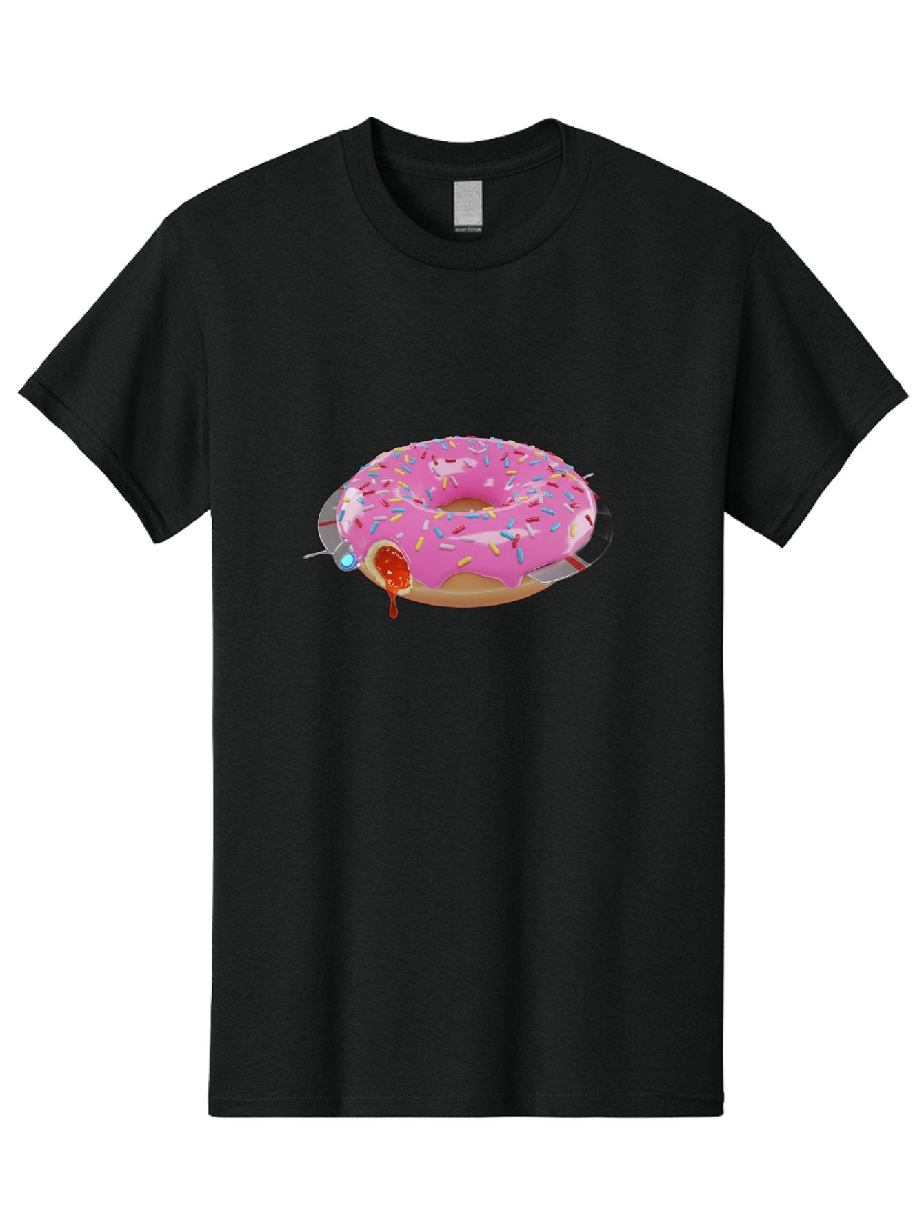 Pink-Frosted-Donut-1 Men'S Graphic Tee, 100% Cotton, Comfortable Casual Summer Wear, Machine Washable, Pink Frosted Donut, Jelly-Filled Donut, Sprinkles On Donut, Sweet Treat, Colorful Dessert, Donut With Jelly Filling, Tasty Pastry, Bac250 9