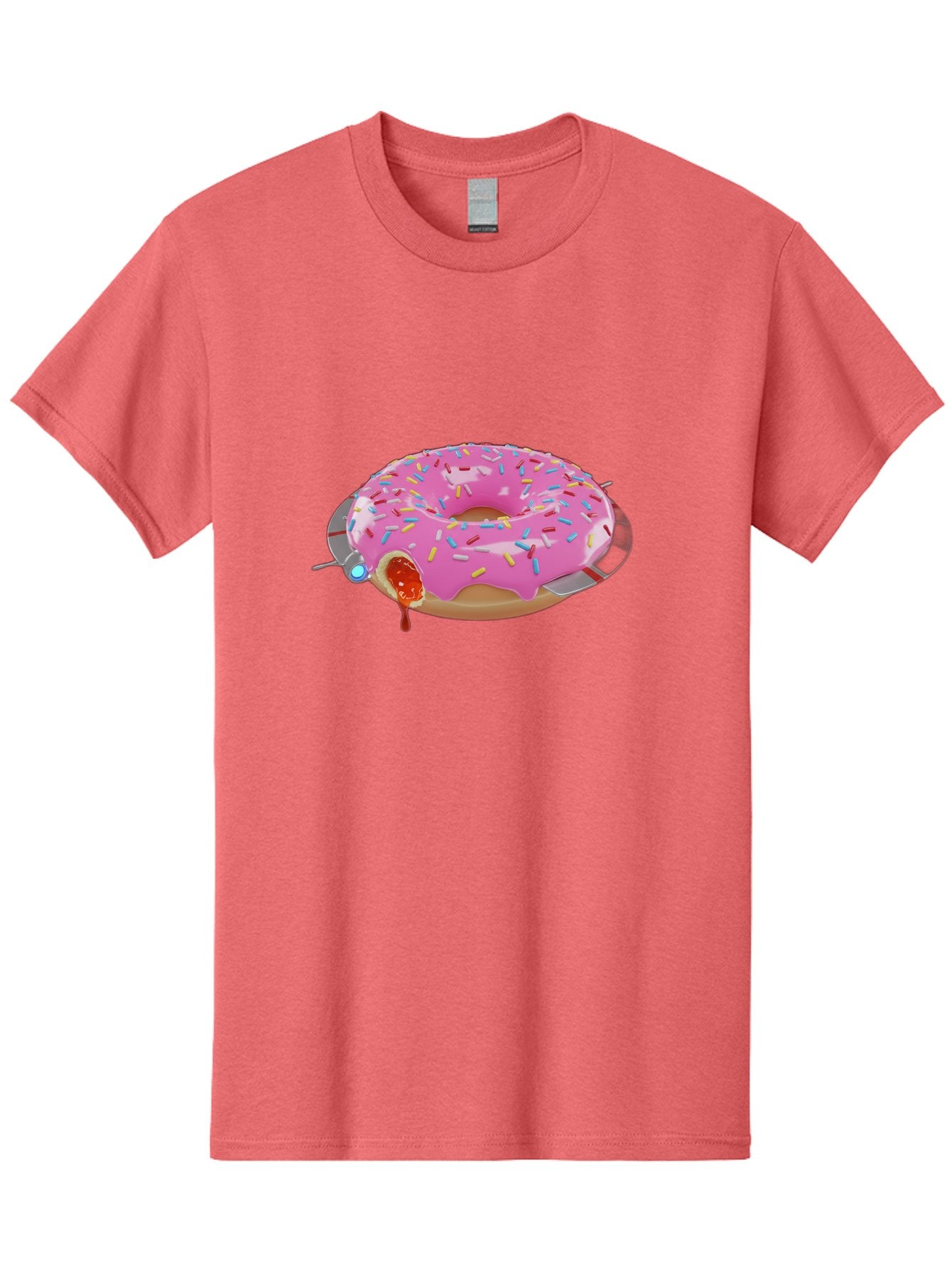 Pink-Frosted-Donut-1 Men'S Graphic Tee, 100% Cotton, Comfortable Casual Summer Wear, Machine Washable, Pink Frosted Donut, Jelly-Filled Donut, Sprinkles On Donut, Sweet Treat, Colorful Dessert, Donut With Jelly Filling, Tasty Pastry, Bac250 8