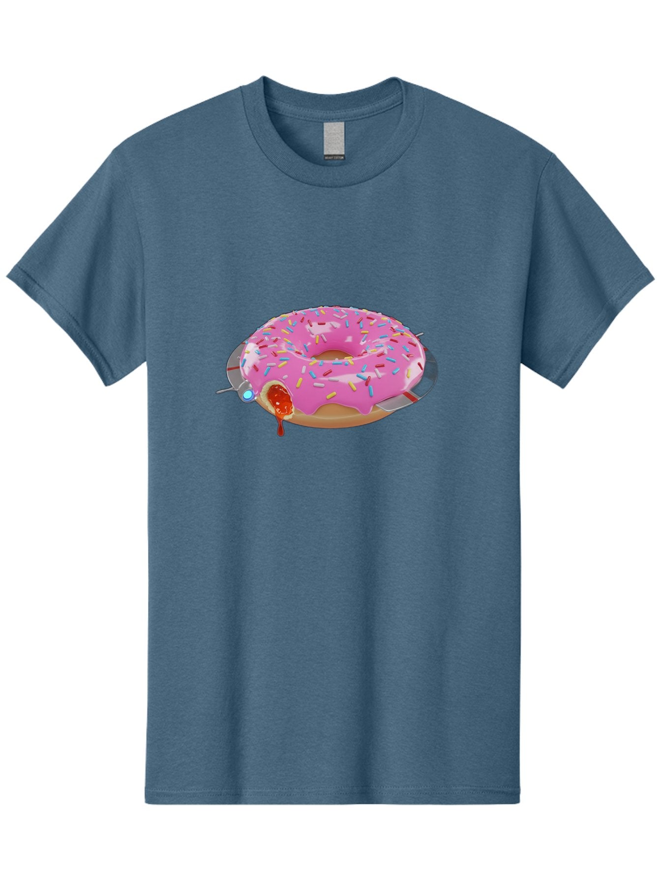 Pink-Frosted-Donut-1 Men'S Graphic Tee, 100% Cotton, Comfortable Casual Summer Wear, Machine Washable, Pink Frosted Donut, Jelly-Filled Donut, Sprinkles On Donut, Sweet Treat, Colorful Dessert, Donut With Jelly Filling, Tasty Pastry, Bac250 3