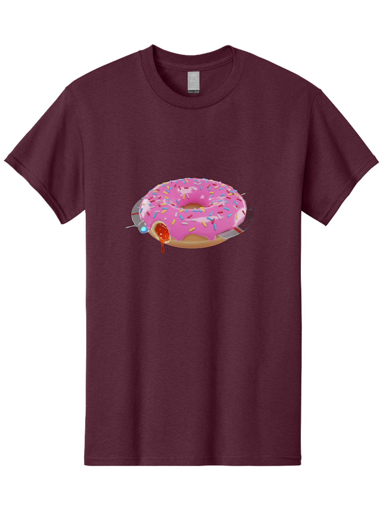 Pink-Frosted-Donut-1 Men'S Graphic Tee, 100% Cotton, Comfortable Casual Summer Wear, Machine Washable, Pink Frosted Donut, Jelly-Filled Donut, Sprinkles On Donut, Sweet Treat, Colorful Dessert, Donut With Jelly Filling, Tasty Pastry, Bac250 6