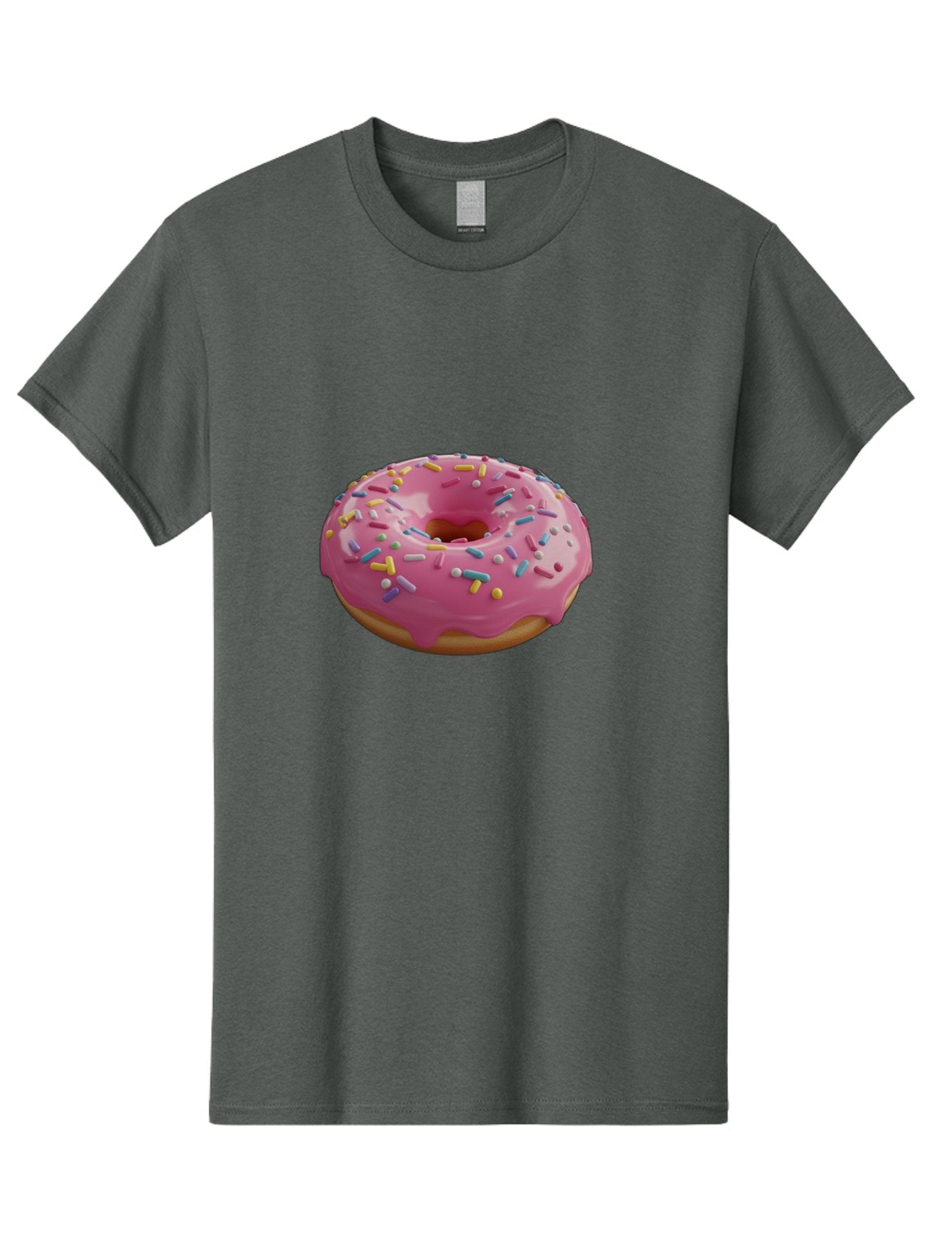 Pink-Frosted-Donut Men'S Graphic Tee, 100% Cotton, Comfortable Casual Summer Wear, Machine Washable, Pink Donut, Colorful Sprinkles, Sweet Treats, Glazed Donut, Bakery Delights, Doughnut, Tasty, Frosted, Sprinkles, Dessert Bac251 9