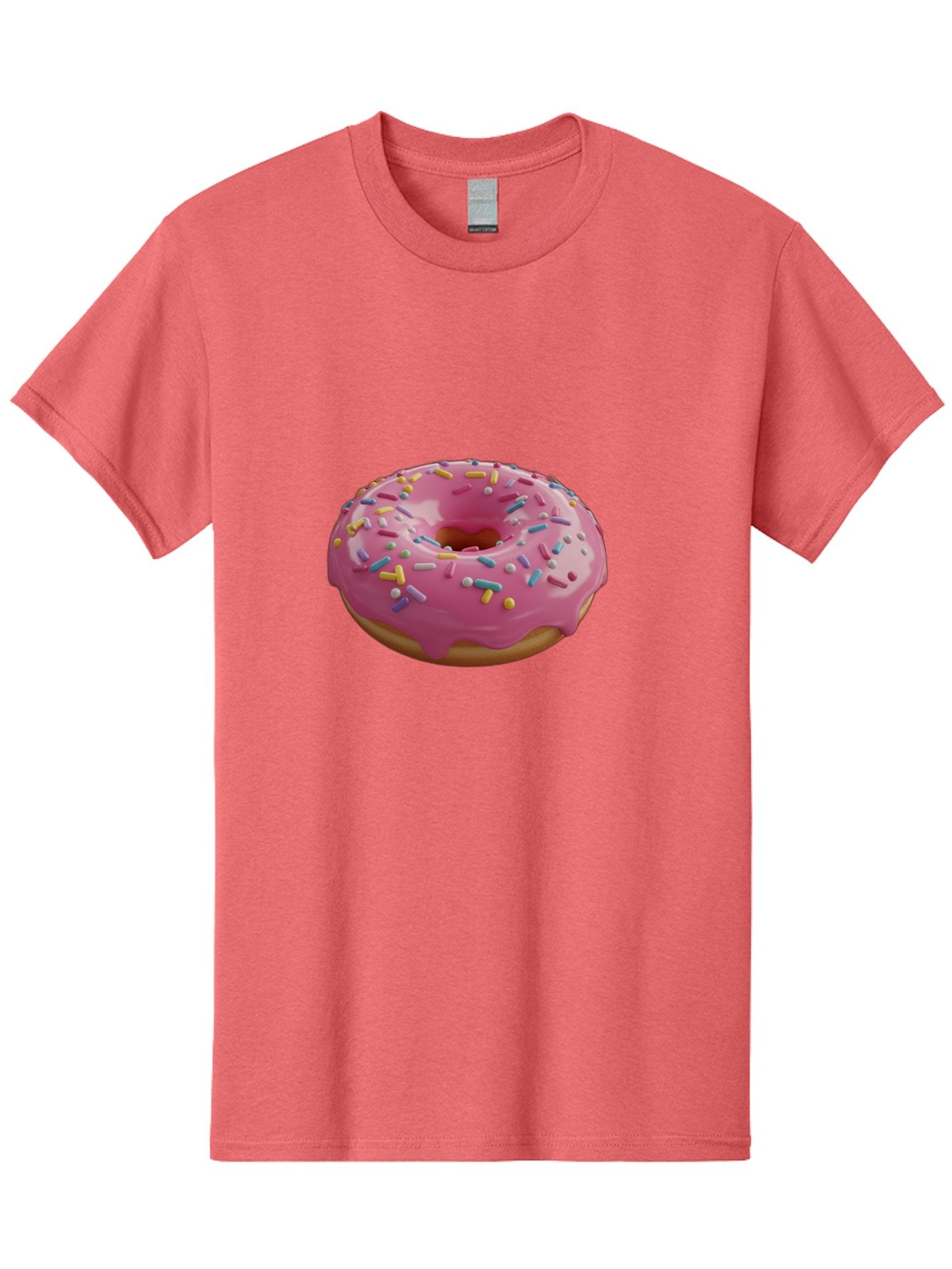 Pink-Frosted-Donut Men'S Graphic Tee, 100% Cotton, Comfortable Casual Summer Wear, Machine Washable, Pink Donut, Colorful Sprinkles, Sweet Treats, Glazed Donut, Bakery Delights, Doughnut, Tasty, Frosted, Sprinkles, Dessert Bac251 4