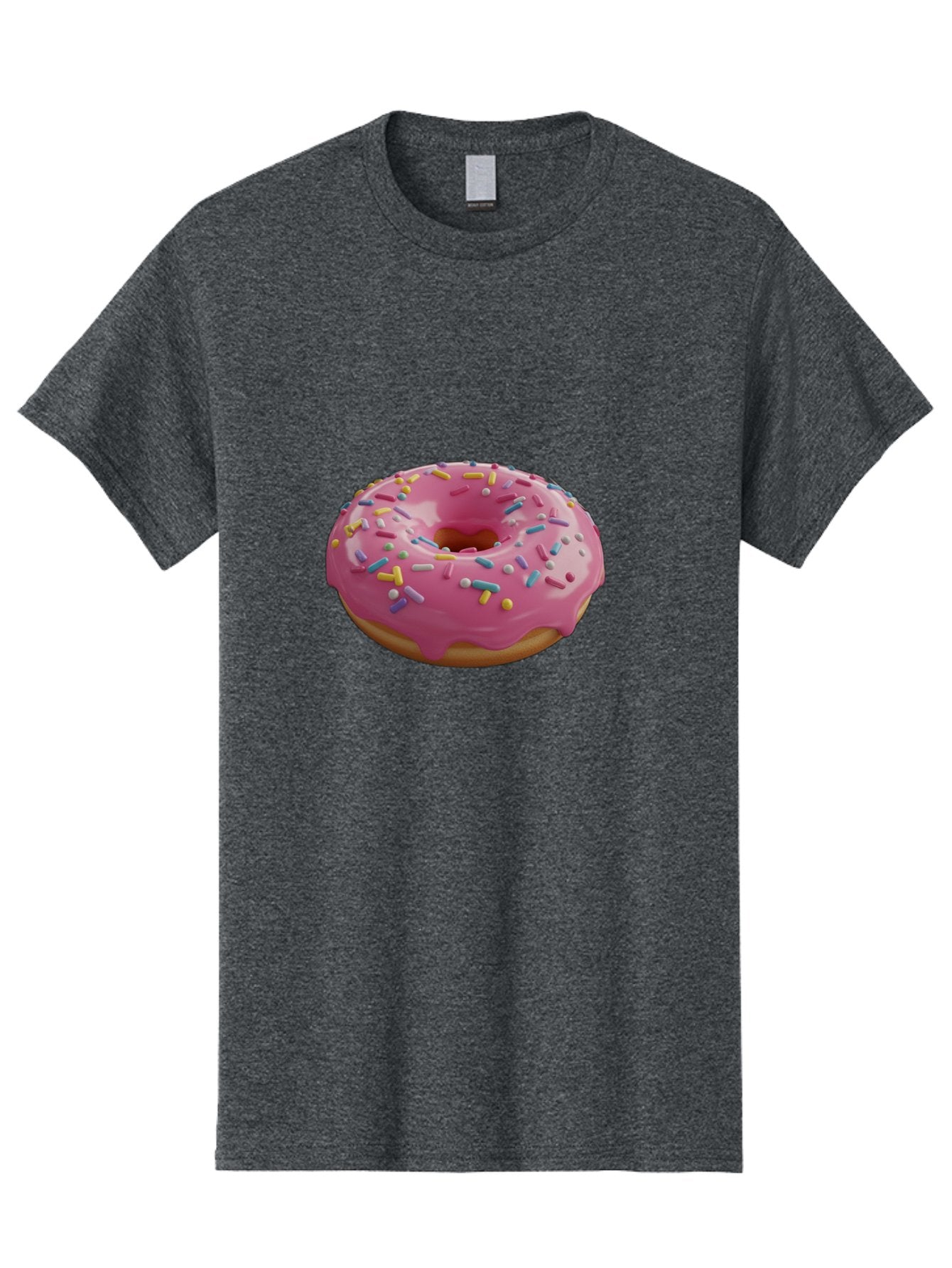 Pink-Frosted-Donut Men'S Graphic Tee, 100% Cotton, Comfortable Casual Summer Wear, Machine Washable, Pink Donut, Colorful Sprinkles, Sweet Treats, Glazed Donut, Bakery Delights, Doughnut, Tasty, Frosted, Sprinkles, Dessert Bac251 6