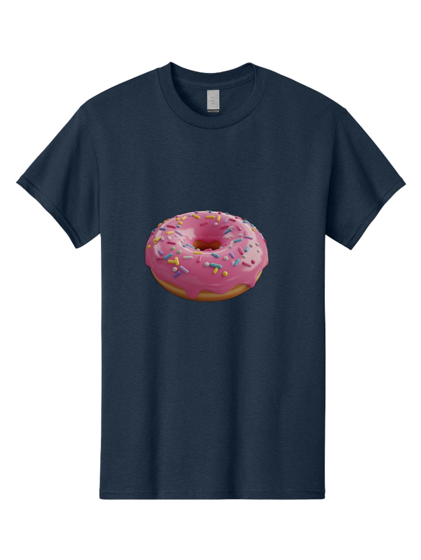 Pink-Frosted-Donut Men'S Graphic Tee, 100% Cotton, Comfortable Casual Summer Wear, Machine Washable, Pink Donut, Colorful Sprinkles, Sweet Treats, Glazed Donut, Bakery Delights, Doughnut, Tasty, Frosted, Sprinkles, Dessert Bac251 13