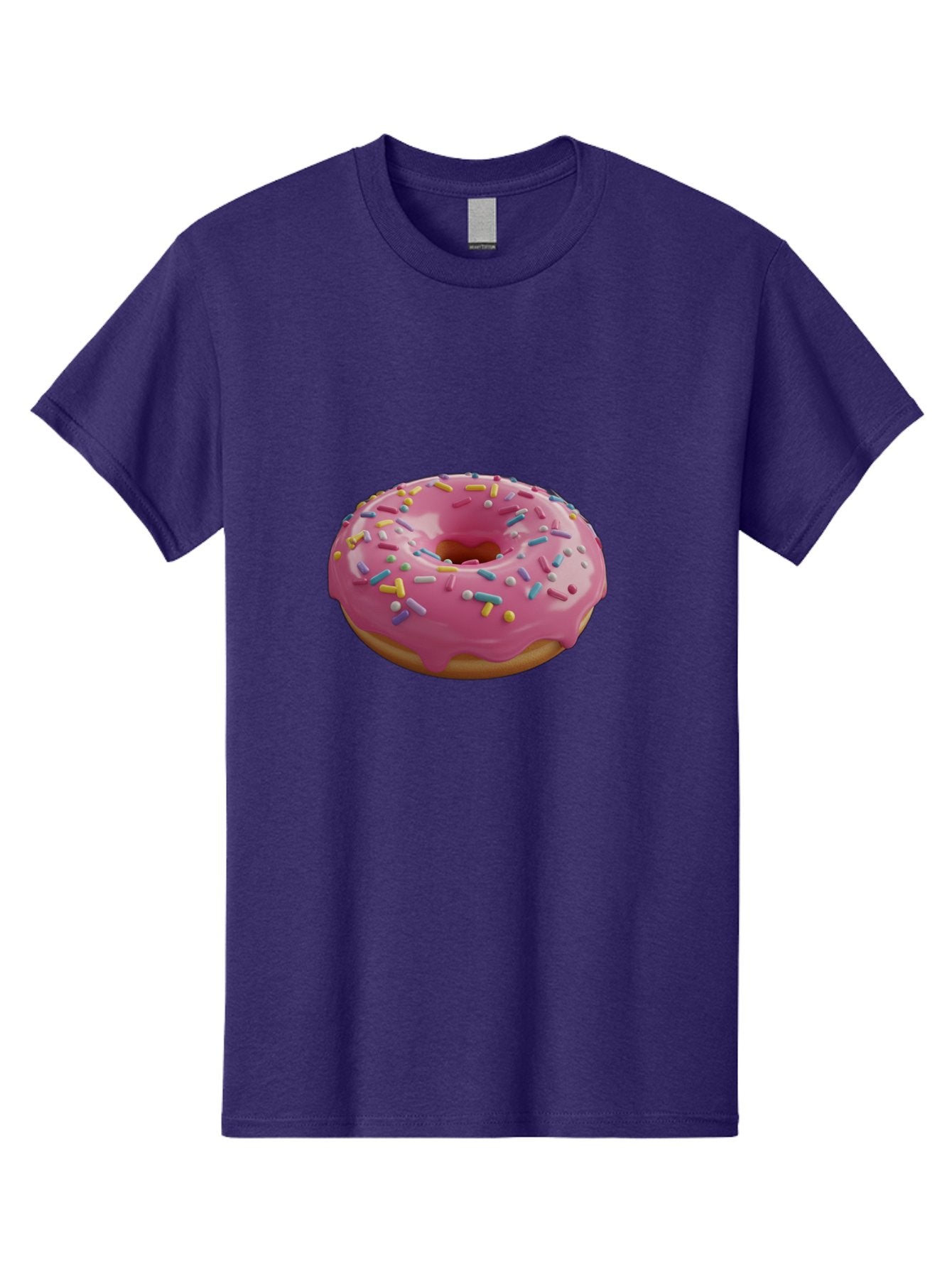 Pink-Frosted-Donut Men'S Graphic Tee, 100% Cotton, Comfortable Casual Summer Wear, Machine Washable, Pink Donut, Colorful Sprinkles, Sweet Treats, Glazed Donut, Bakery Delights, Doughnut, Tasty, Frosted, Sprinkles, Dessert Bac251 14