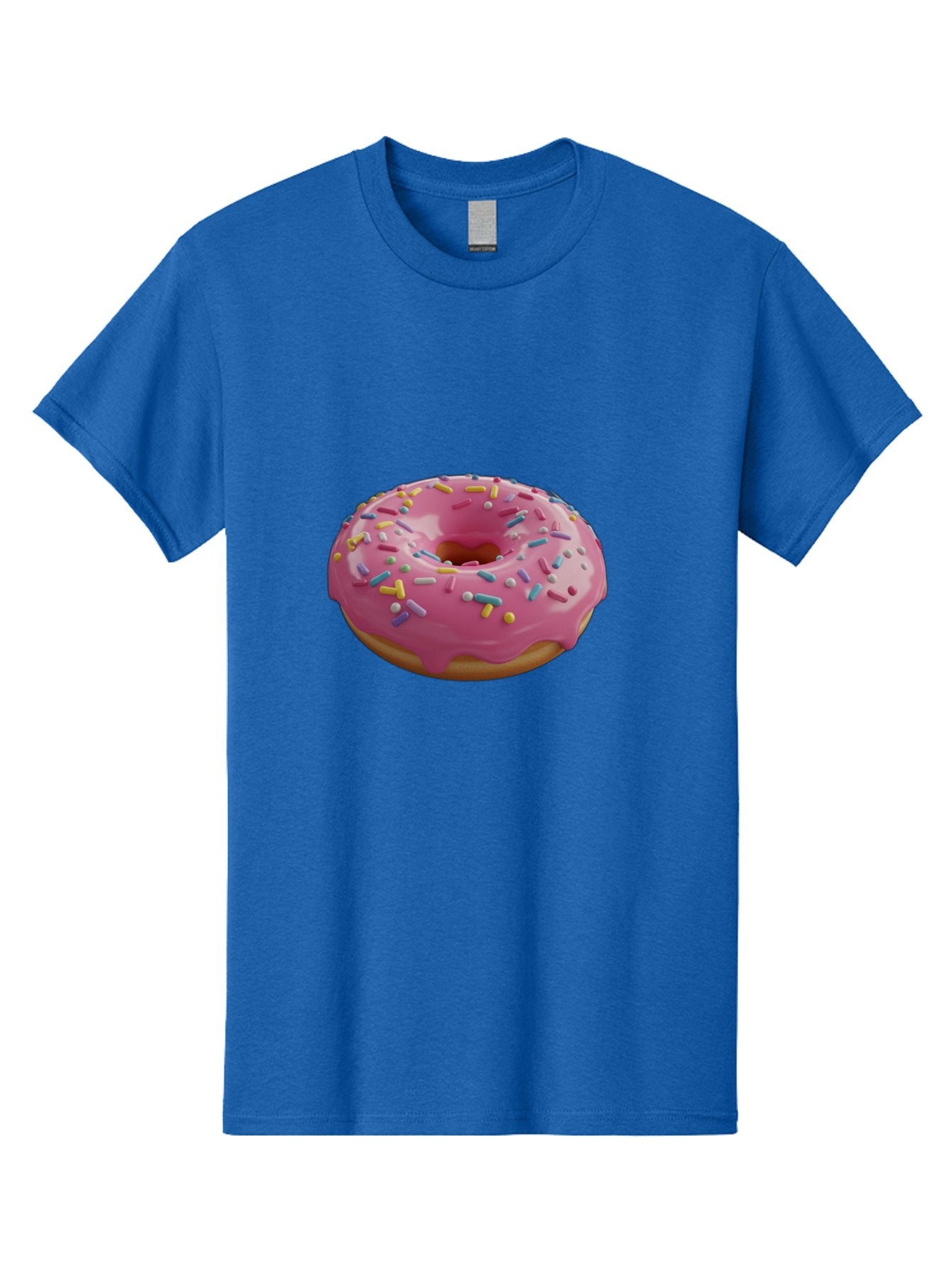 Pink-Frosted-Donut Men'S Graphic Tee, 100% Cotton, Comfortable Casual Summer Wear, Machine Washable, Pink Donut, Colorful Sprinkles, Sweet Treats, Glazed Donut, Bakery Delights, Doughnut, Tasty, Frosted, Sprinkles, Dessert Bac251 7