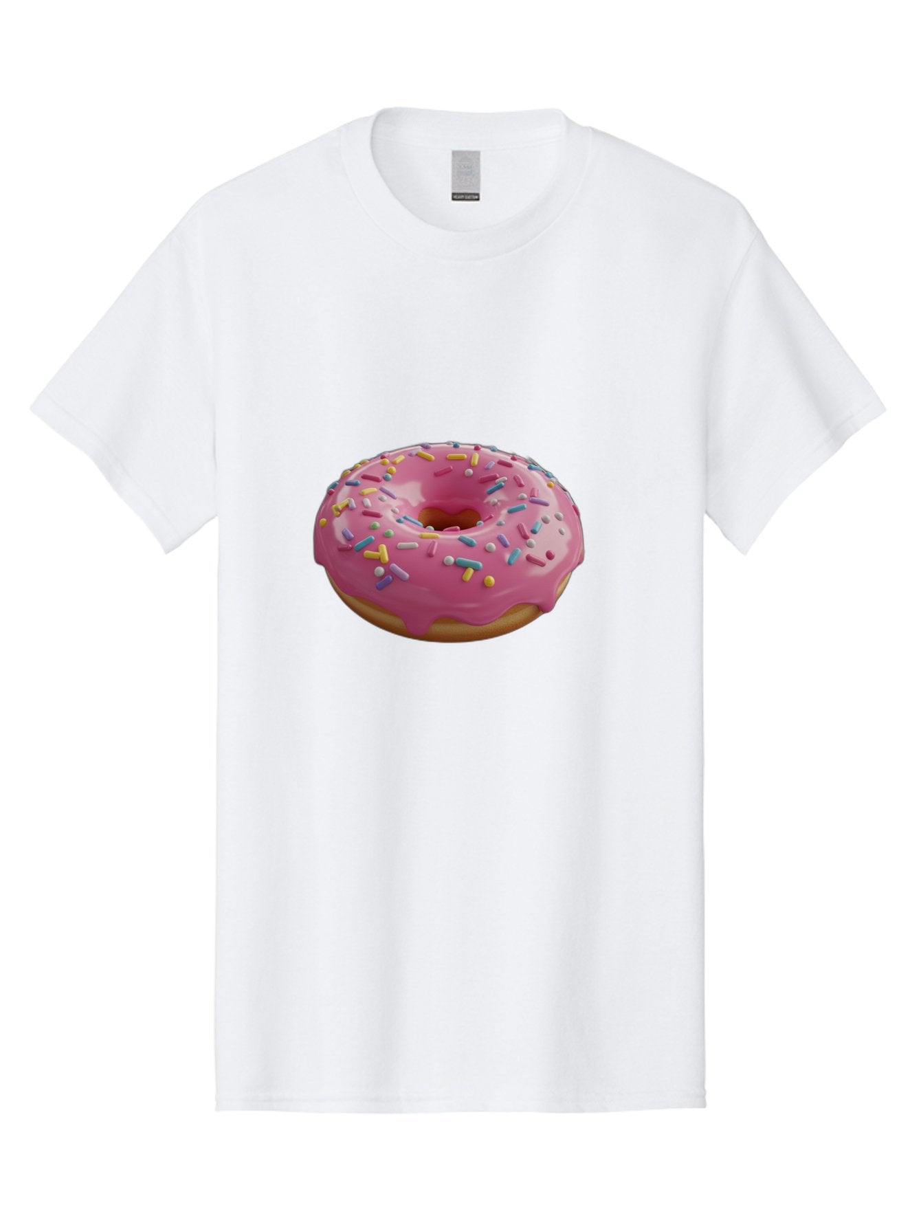 Pink-Frosted-Donut Men'S Graphic Tee, 100% Cotton, Comfortable Casual Summer Wear, Machine Washable, Pink Donut, Colorful Sprinkles, Sweet Treats, Glazed Donut, Bakery Delights, Doughnut, Tasty, Frosted, Sprinkles, Dessert Bac251 12