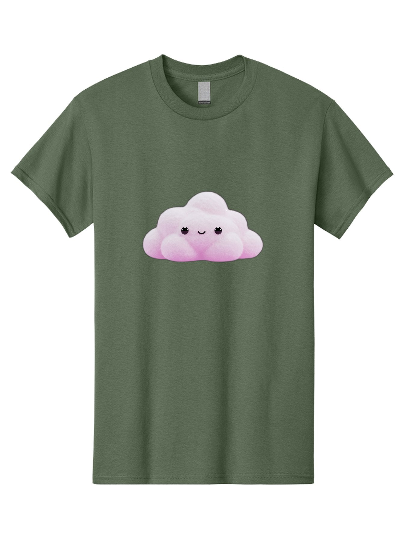 Pink-Pastel-Cloud Men'S Graphic Tee, 100% Cotton, Comfortable Casual Summer Wear, Machine Washable, Soft Pink Cloud, Cute Plush Toy, Smiling Face, Fluffy Texture, Adorable Design, Kawaii Character, Pastel Colors, Soft Toy, Cuddly Friend Bac253 6
