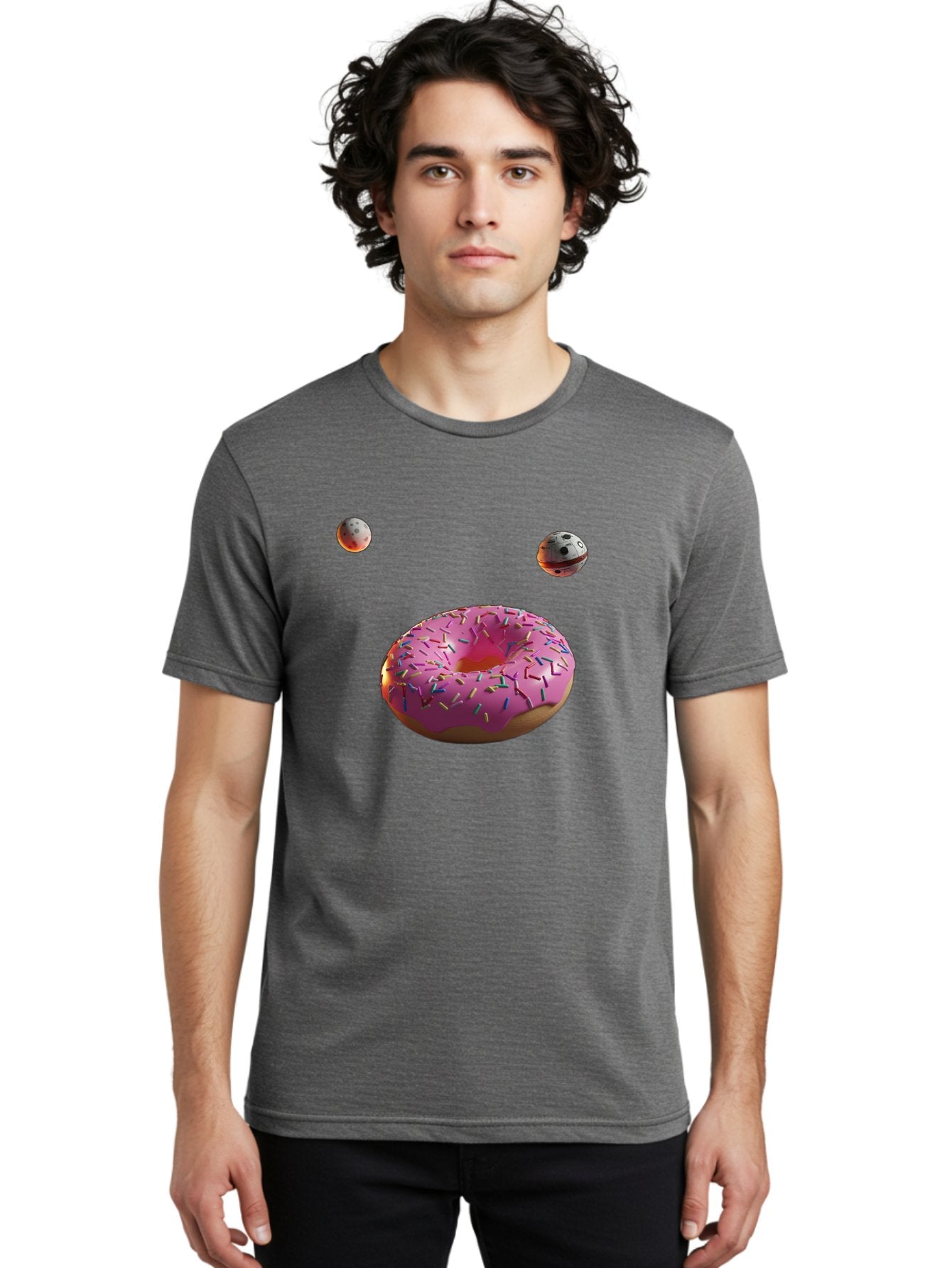 Pink-Sprinkles-Donut Men'S Graphic Tee, 100% Cotton, Comfortable Casual Summer Wear, Machine Washable, Pink Frosted Donut, Sprinkles, Baked Goods, Tasty Treats, Glazed Donuts, Sweet Indulgences, Dessert Delights, Colorful Sweets Bac254 21