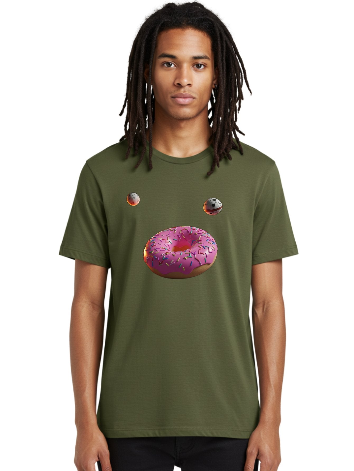 Pink-Sprinkles-Donut Men'S Graphic Tee, 100% Cotton, Comfortable Casual Summer Wear, Machine Washable, Pink Frosted Donut, Sprinkles, Baked Goods, Tasty Treats, Glazed Donuts, Sweet Indulgences, Dessert Delights, Colorful Sweets Bac254 27