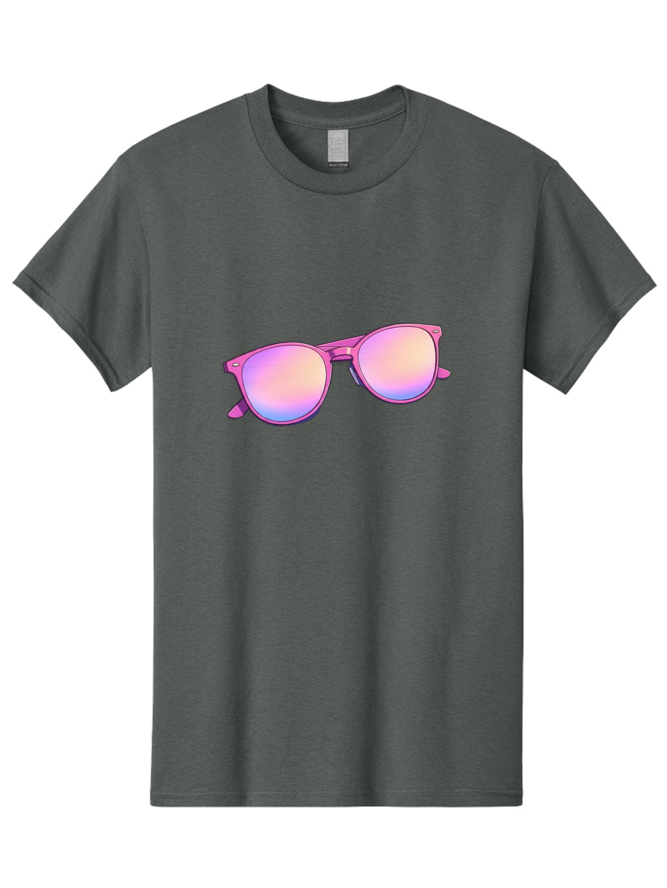 Pink-Sunglasses Men'S Graphic Tee, 100% Cotton, Comfortable Casual Summer Wear, Machine Washable, Pink Sunglasses, Pastel Shades, Rainbow Lenses, Cool Accessories, Fashion Trends, Trendy Eyewear, Stylish Shades Bac255 10