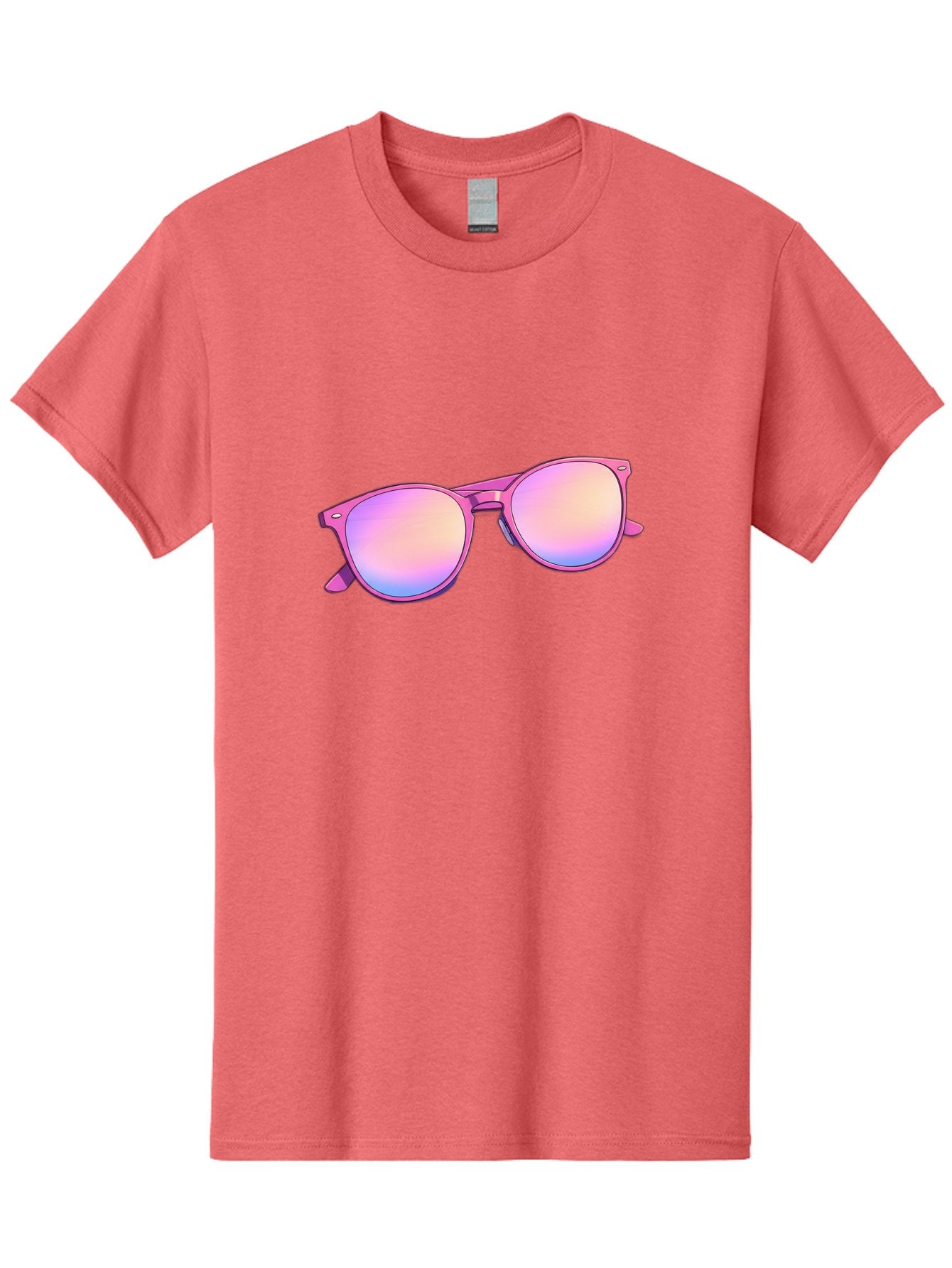 Pink-Sunglasses Men'S Graphic Tee, 100% Cotton, Comfortable Casual Summer Wear, Machine Washable, Pink Sunglasses, Pastel Shades, Rainbow Lenses, Cool Accessories, Fashion Trends, Trendy Eyewear, Stylish Shades Bac255 5