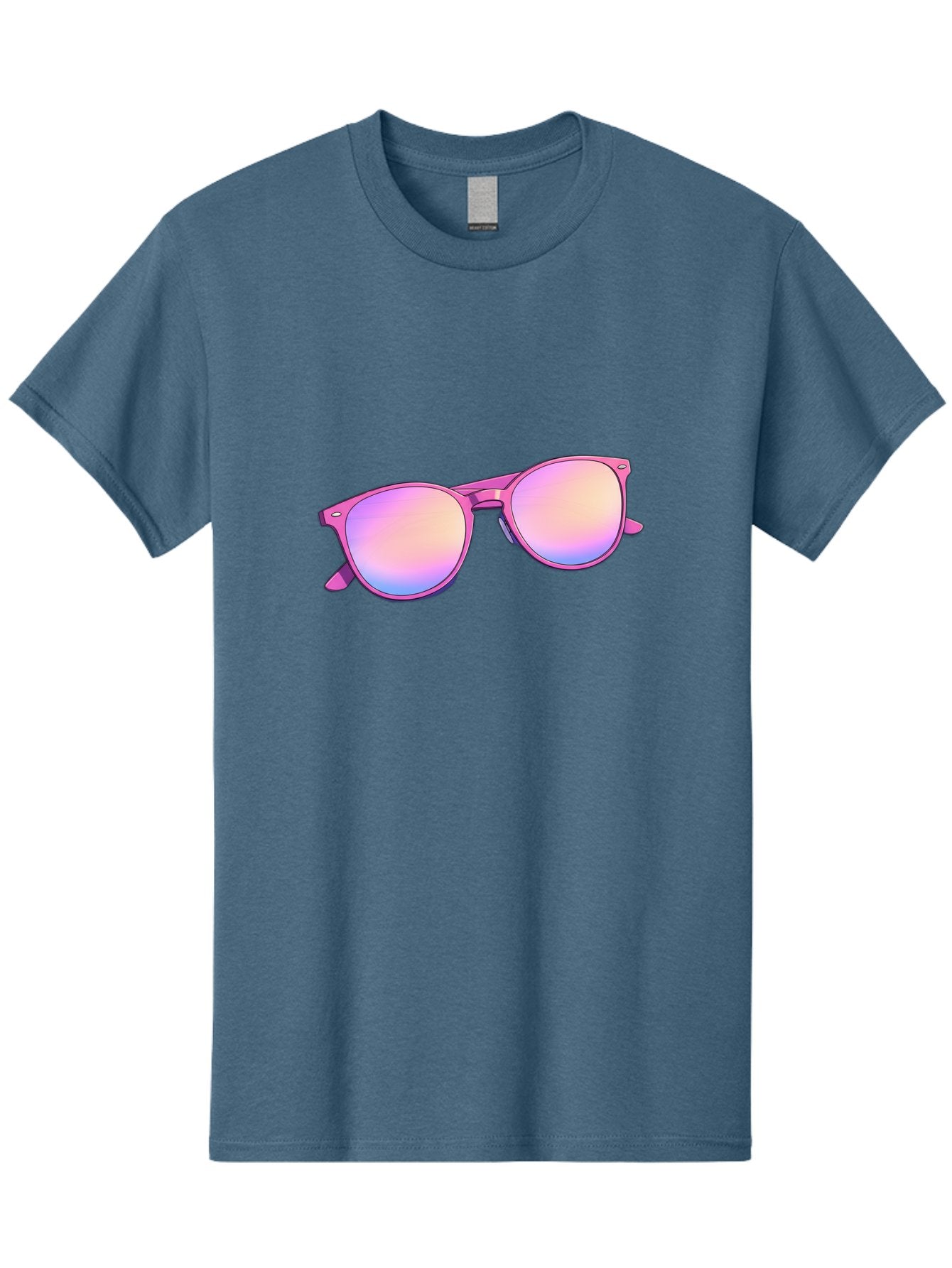 Pink-Sunglasses Men'S Graphic Tee, 100% Cotton, Comfortable Casual Summer Wear, Machine Washable, Pink Sunglasses, Pastel Shades, Rainbow Lenses, Cool Accessories, Fashion Trends, Trendy Eyewear, Stylish Shades Bac255 4