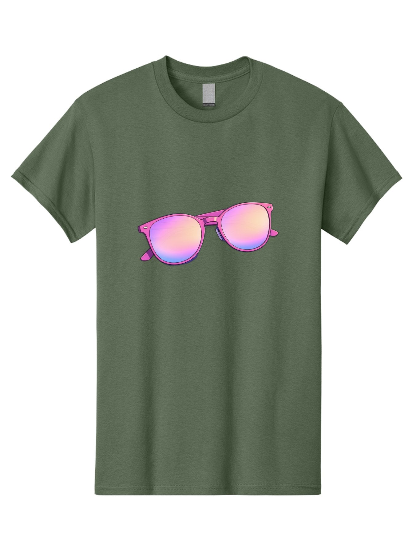 Pink-Sunglasses Men'S Graphic Tee, 100% Cotton, Comfortable Casual Summer Wear, Machine Washable, Pink Sunglasses, Pastel Shades, Rainbow Lenses, Cool Accessories, Fashion Trends, Trendy Eyewear, Stylish Shades Bac255 3