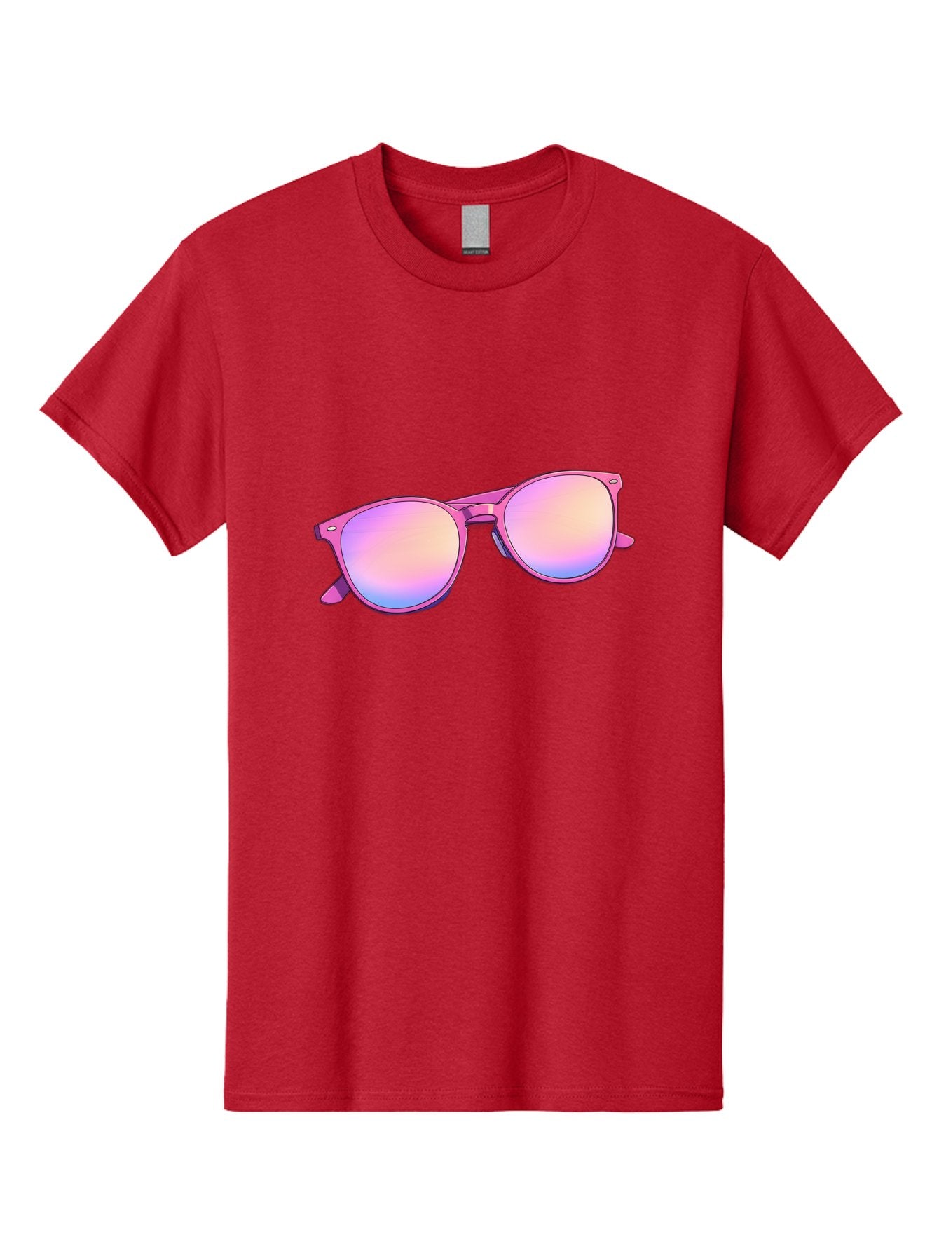 Pink-Sunglasses Men'S Graphic Tee, 100% Cotton, Comfortable Casual Summer Wear, Machine Washable, Pink Sunglasses, Pastel Shades, Rainbow Lenses, Cool Accessories, Fashion Trends, Trendy Eyewear, Stylish Shades Bac255