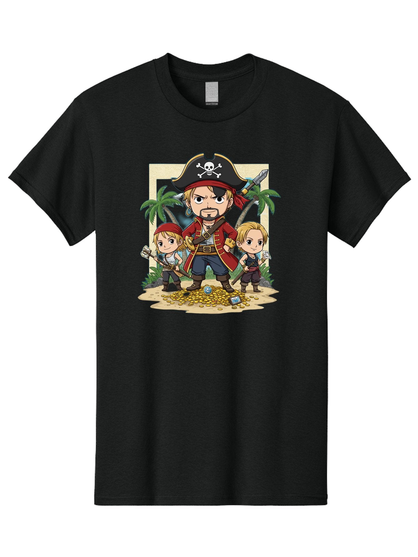 Pirate-And-Children Men'S Graphic Tee, 100% Cotton, Comfortable Casual Summer Wear, Machine Washable, Cartoon Pirate, Pirate Crew, Pirate Adventure, Swashbuckling, Treasure Hunt, Pirate Life, Pirate Kids, Pirate Art, Kids Illustration, Bac256 15