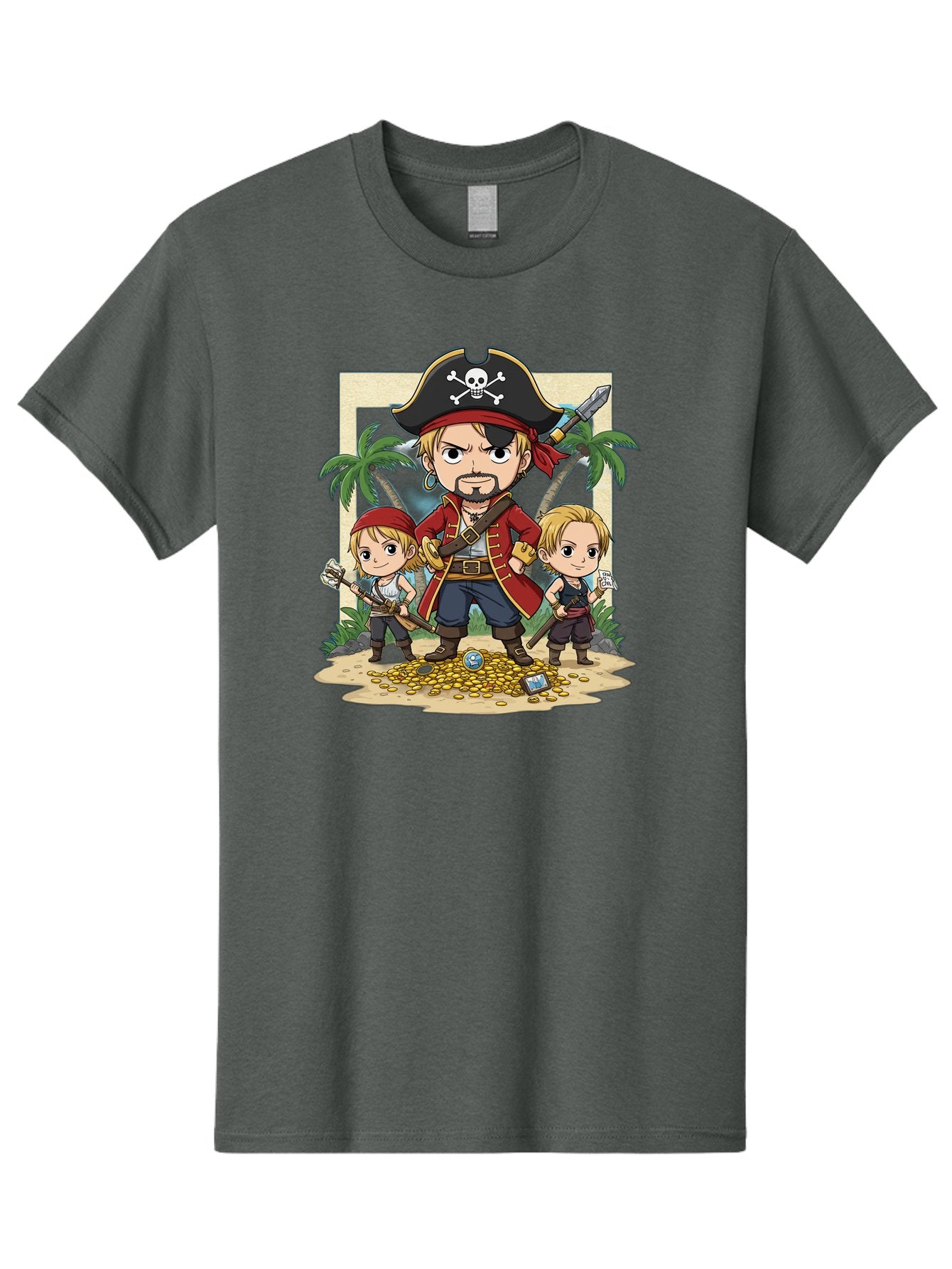Pirate-And-Children Men'S Graphic Tee, 100% Cotton, Comfortable Casual Summer Wear, Machine Washable, Cartoon Pirate, Pirate Crew, Pirate Adventure, Swashbuckling, Treasure Hunt, Pirate Life, Pirate Kids, Pirate Art, Kids Illustration, Bac256 11