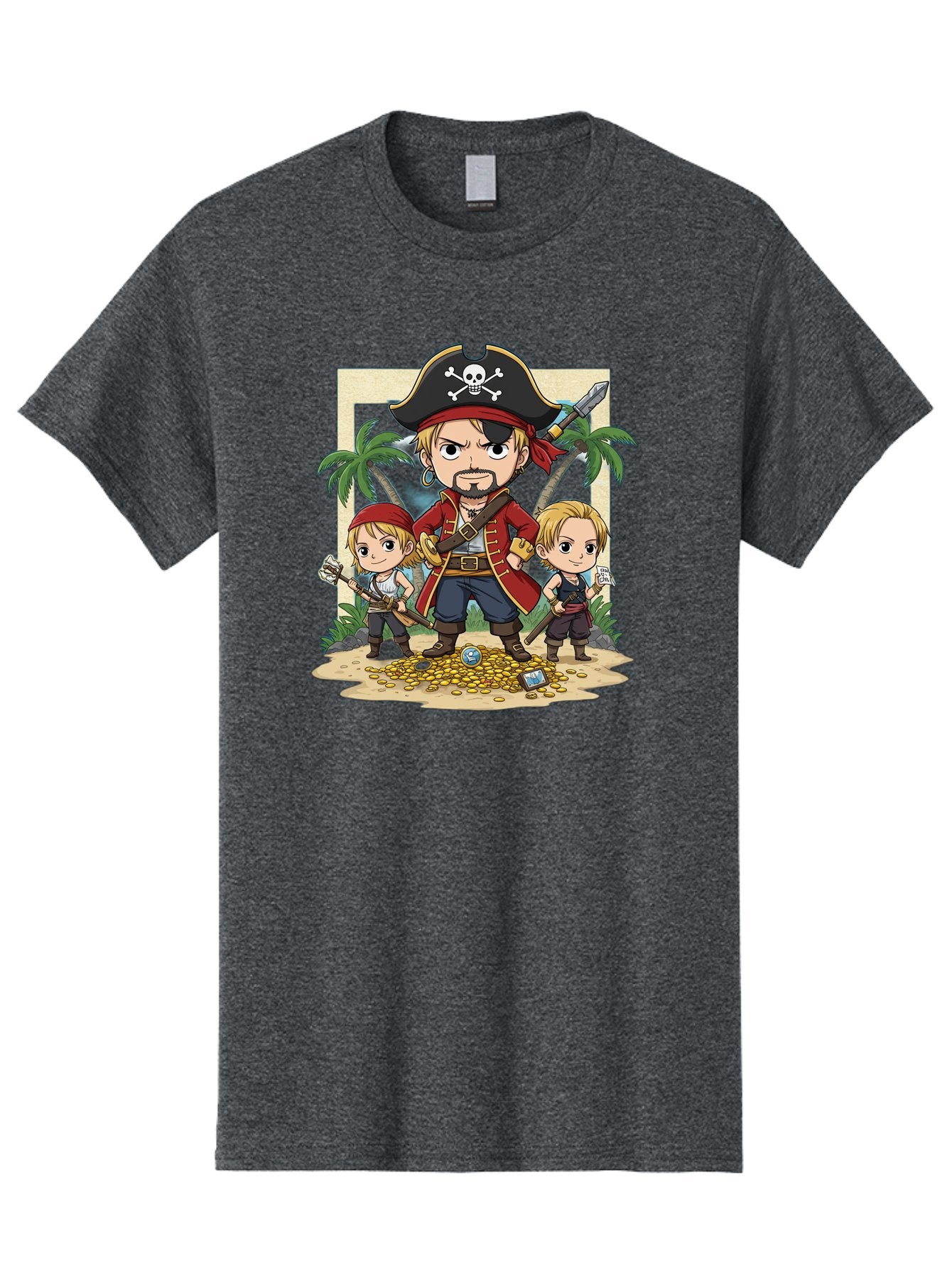 Pirate-And-Children Men'S Graphic Tee, 100% Cotton, Comfortable Casual Summer Wear, Machine Washable, Cartoon Pirate, Pirate Crew, Pirate Adventure, Swashbuckling, Treasure Hunt, Pirate Life, Pirate Kids, Pirate Art, Kids Illustration, Bac256 14