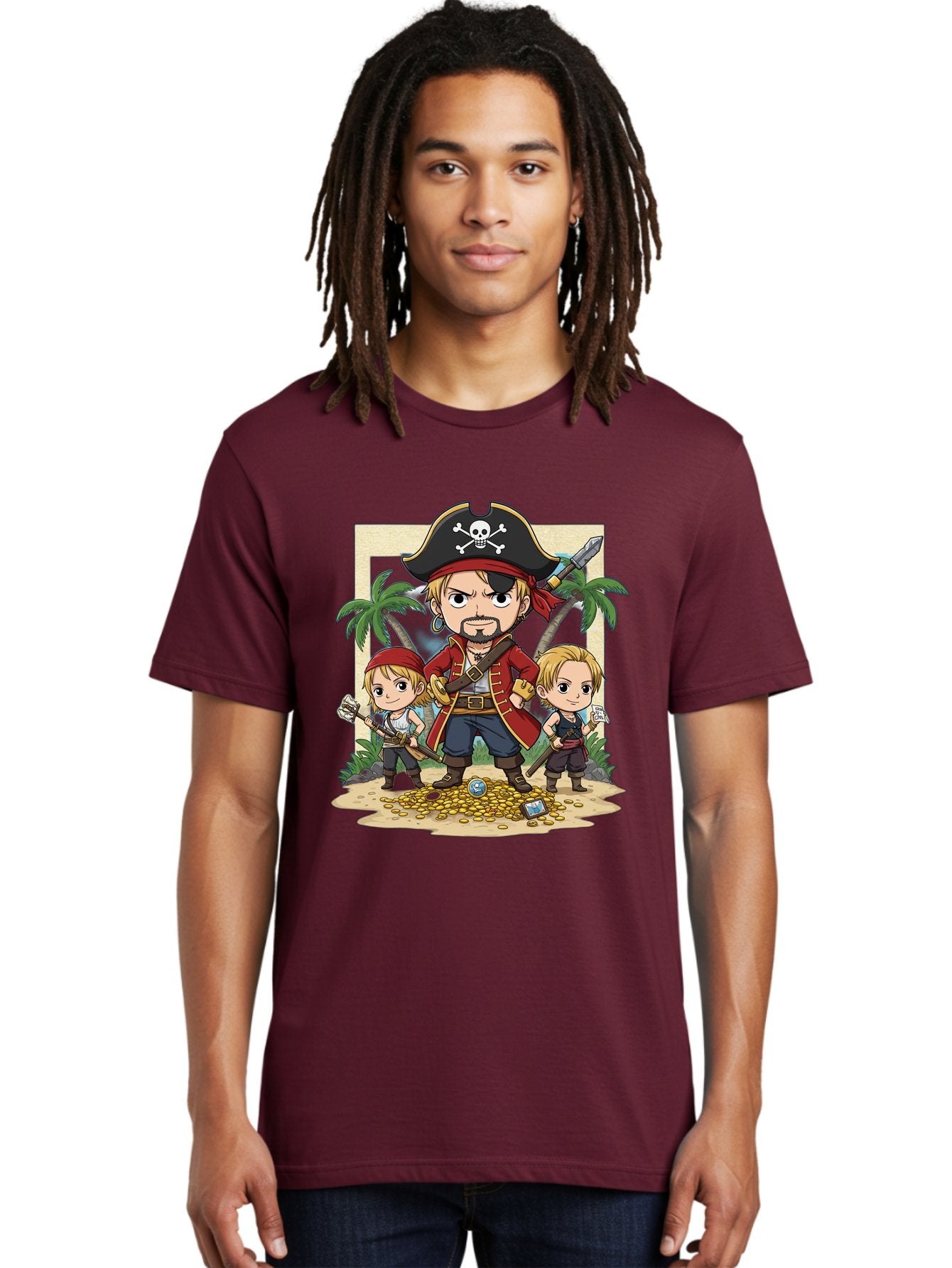 Pirate-And-Children Men'S Graphic Tee, 100% Cotton, Comfortable Casual Summer Wear, Machine Washable, Cartoon Pirate, Pirate Crew, Pirate Adventure, Swashbuckling, Treasure Hunt, Pirate Life, Pirate Kids, Pirate Art, Kids Illustration, Bac256 19