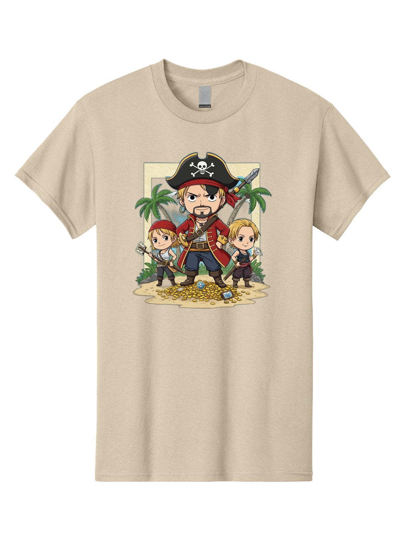 Pirate-And-Children Men'S Graphic Tee, 100% Cotton, Comfortable Casual Summer Wear, Machine Washable, Cartoon Pirate, Pirate Crew, Pirate Adventure, Swashbuckling, Treasure Hunt, Pirate Life, Pirate Kids, Pirate Art, Kids Illustration, Bac256 5