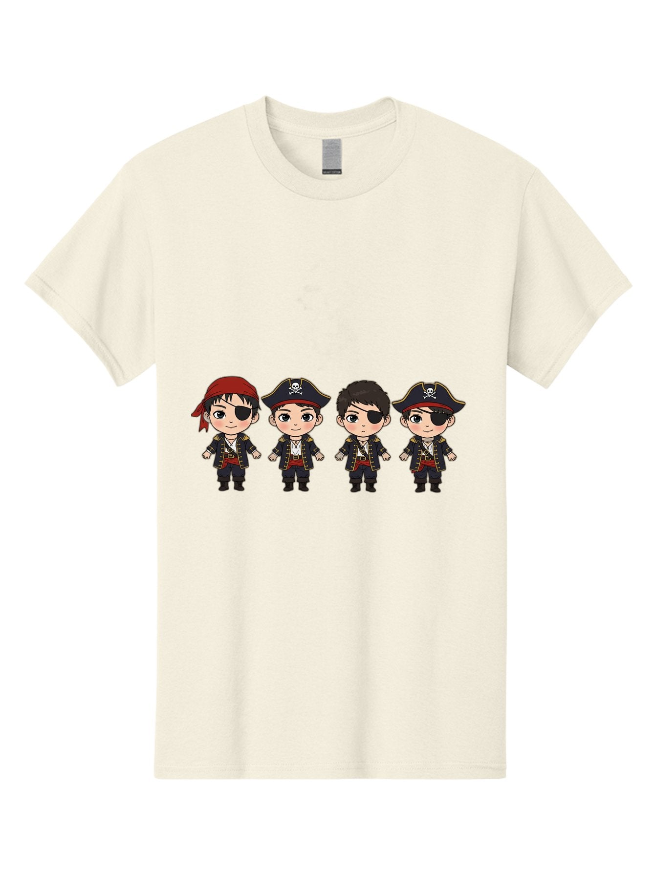 Pirate-Characters Men'S Graphic Tee, 100% Cotton, Comfortable Casual Summer Wear, Machine Washable, Cartoon Pirate Boys, Pirate Costumes, Eye Patches, Pirate Hats, Skull And Crossbones, Pirate Fashion, Kawaii Pirates, Pirate Accessories, Bac257