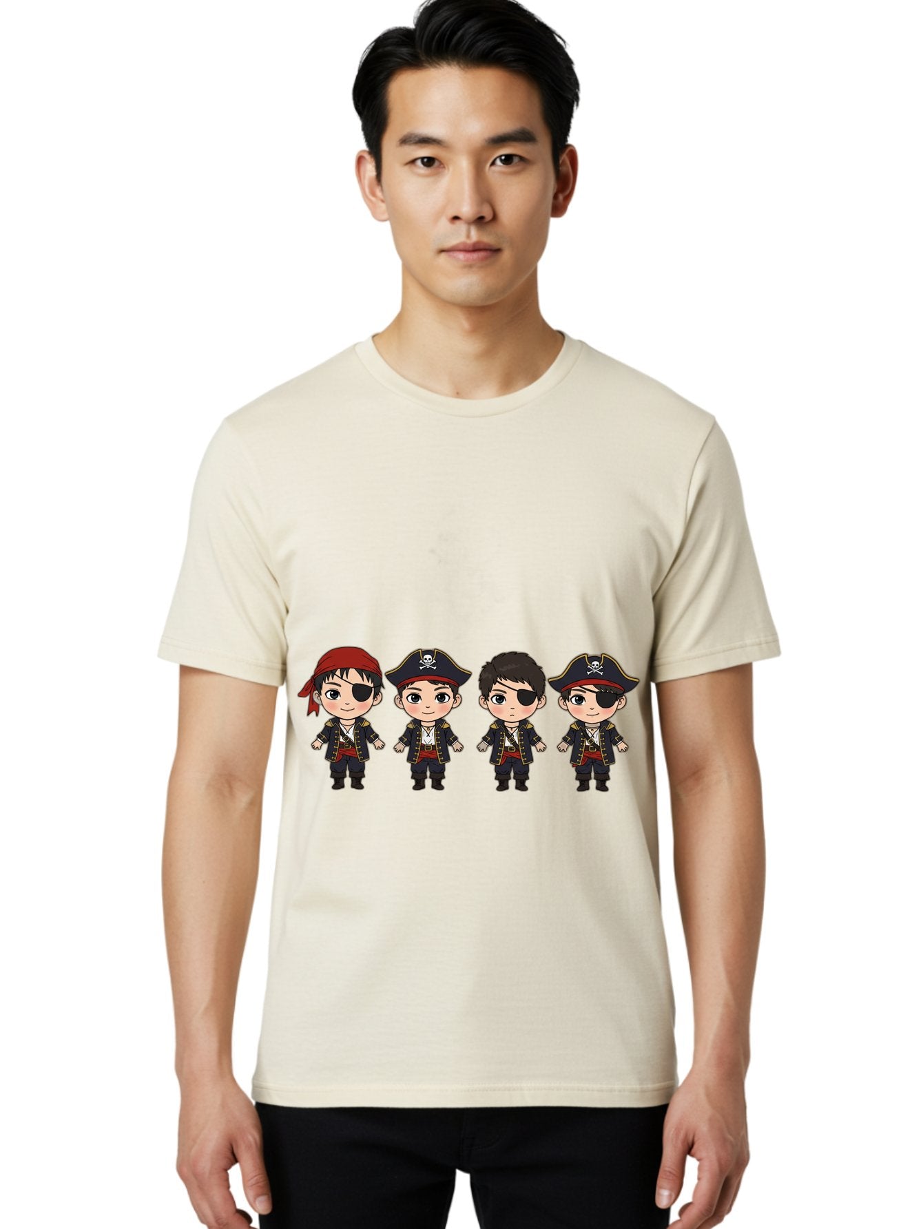 Pirate-Characters Men'S Graphic Tee, 100% Cotton, Comfortable Casual Summer Wear, Machine Washable, Cartoon Pirate Boys, Pirate Costumes, Eye Patches, Pirate Hats, Skull And Crossbones, Pirate Fashion, Kawaii Pirates, Pirate Accessories, Bac257 19