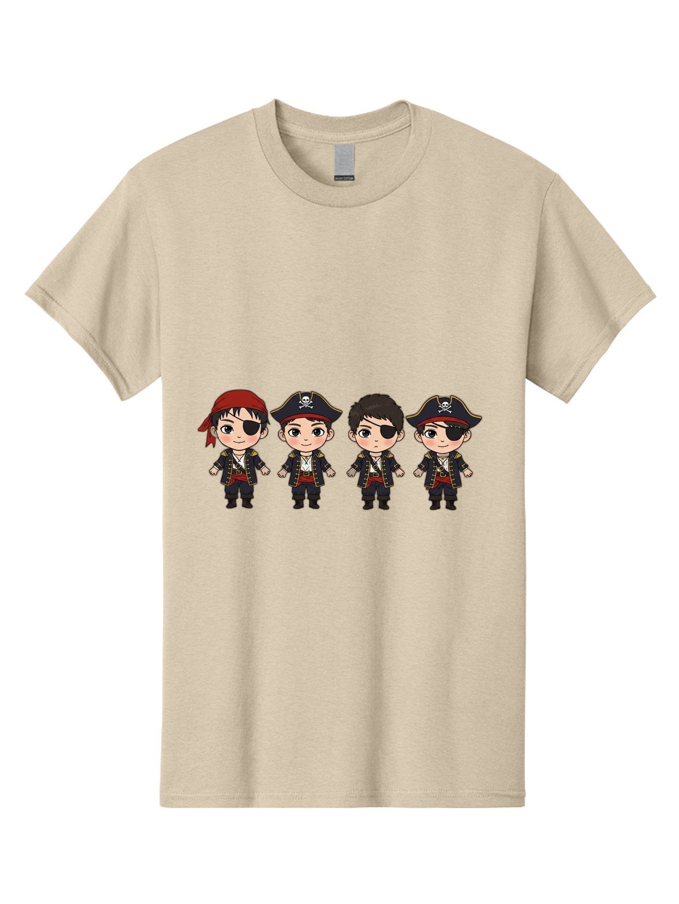 Pirate-Characters Men'S Graphic Tee, 100% Cotton, Comfortable Casual Summer Wear, Machine Washable, Cartoon Pirate Boys, Pirate Costumes, Eye Patches, Pirate Hats, Skull And Crossbones, Pirate Fashion, Kawaii Pirates, Pirate Accessories, Bac257 4