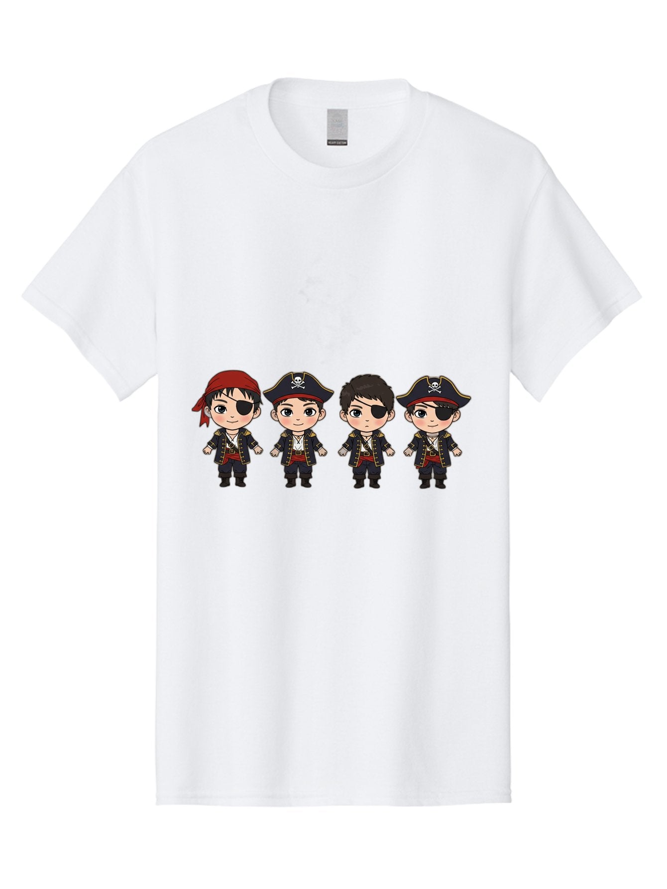 Pirate-Characters Men'S Graphic Tee, 100% Cotton, Comfortable Casual Summer Wear, Machine Washable, Cartoon Pirate Boys, Pirate Costumes, Eye Patches, Pirate Hats, Skull And Crossbones, Pirate Fashion, Kawaii Pirates, Pirate Accessories, Bac257