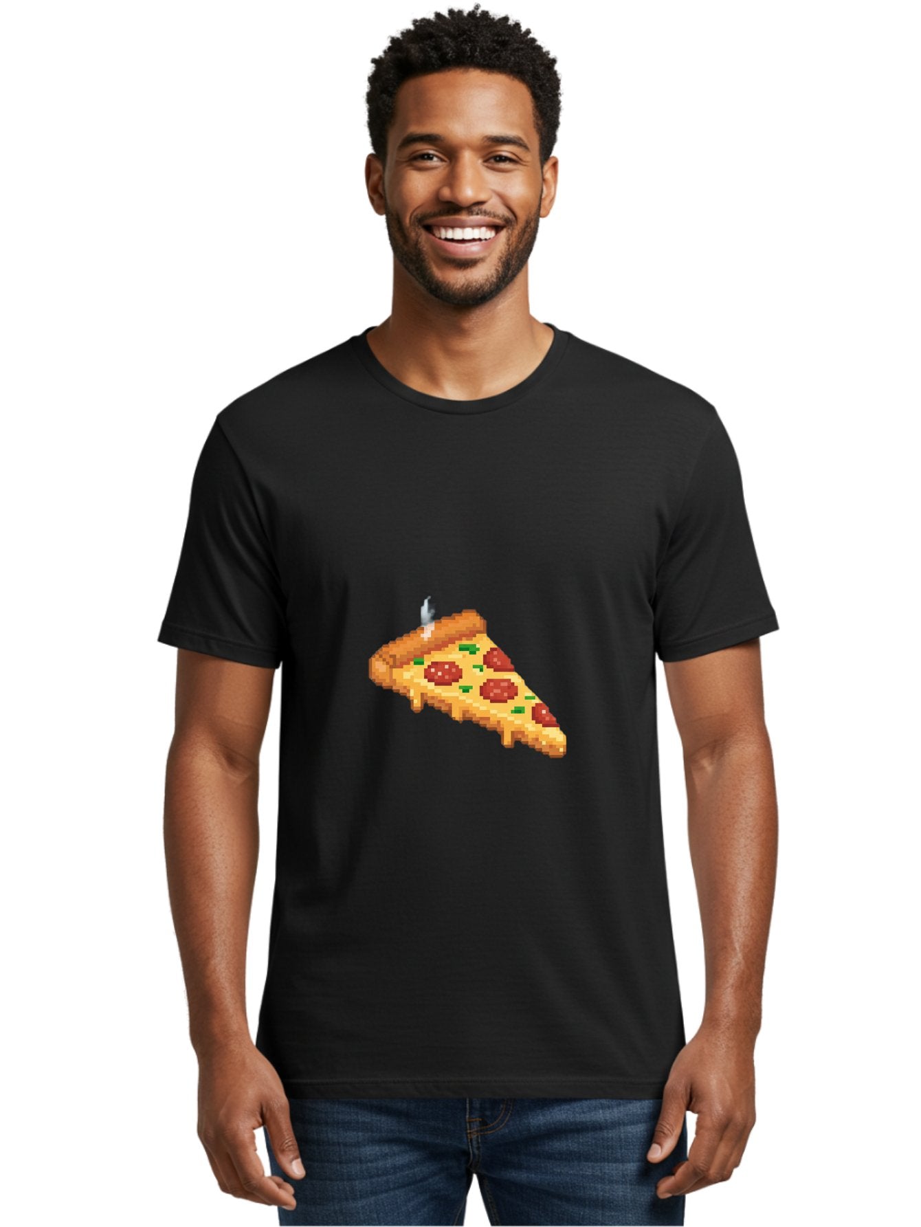 Pixelated-Pizza-Slice Men'S Graphic Tee, 100% Cotton, Comfortable Casual Summer Wear, Machine Washable, Delicious Pepperoni Pizza, Cheesy Goodness, Pixel Art, Retro Video Game, Tasty Treat, Melted Cheese, Savory Flavors, Foodie Delight Bac259 29