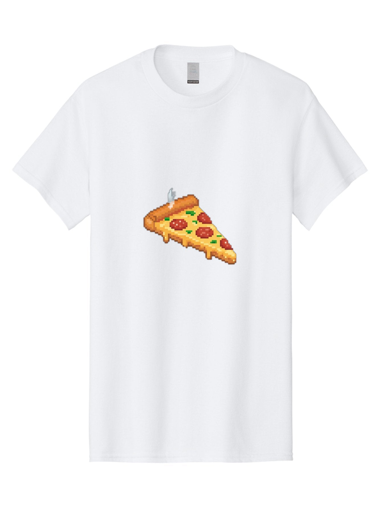 Pixelated-Pizza-Slice Men'S Graphic Tee, 100% Cotton, Comfortable Casual Summer Wear, Machine Washable, Delicious Pepperoni Pizza, Cheesy Goodness, Pixel Art, Retro Video Game, Tasty Treat, Melted Cheese, Savory Flavors, Foodie Delight Bac259