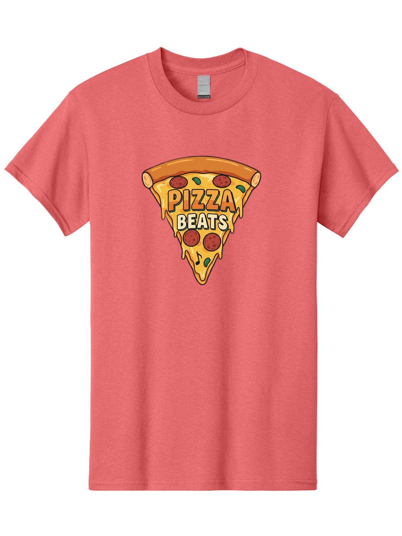 Pizza-Beats Men'S Graphic Tee, 100% Cotton, Comfortable Casual Summer Wear, Machine Washable, Pizza Slice, Pepperoni Pizza, Melted Cheese, Cartoon Food, Playful Graphics, Fun Design, Pizza Beats, Foodie Art, Tasty Treats, Delicious Pizza Bac260 7