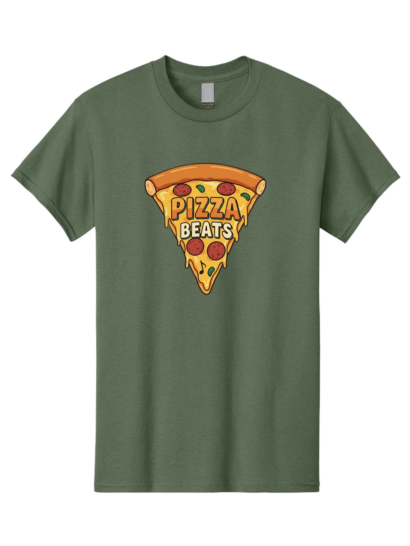 Pizza-Beats Men'S Graphic Tee, 100% Cotton, Comfortable Casual Summer Wear, Machine Washable, Pizza Slice, Pepperoni Pizza, Melted Cheese, Cartoon Food, Playful Graphics, Fun Design, Pizza Beats, Foodie Art, Tasty Treats, Delicious Pizza Bac260
