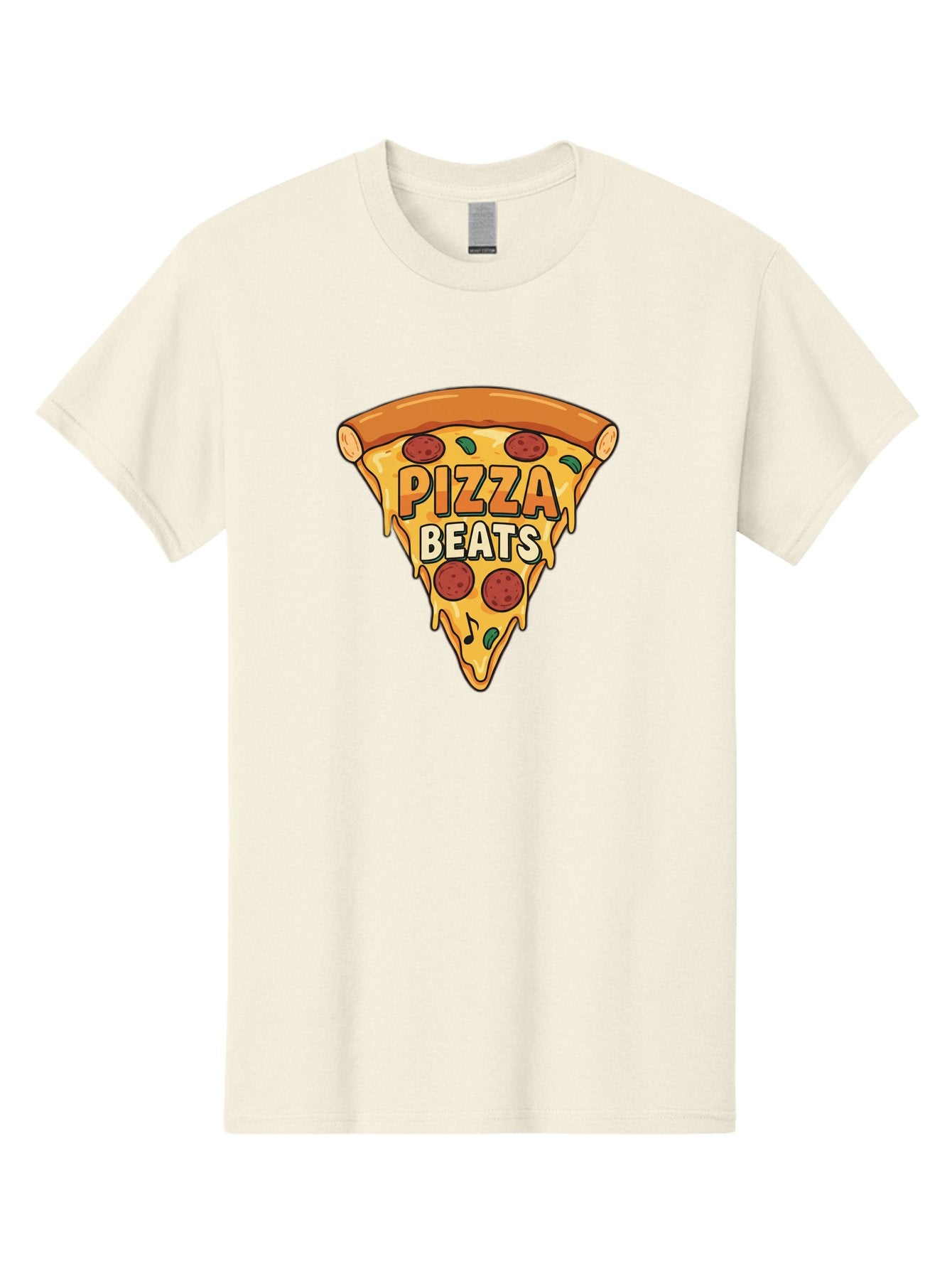 Pizza-Beats Men'S Graphic Tee, 100% Cotton, Comfortable Casual Summer Wear, Machine Washable, Pizza Slice, Pepperoni Pizza, Melted Cheese, Cartoon Food, Playful Graphics, Fun Design, Pizza Beats, Foodie Art, Tasty Treats, Delicious Pizza Bac260 4