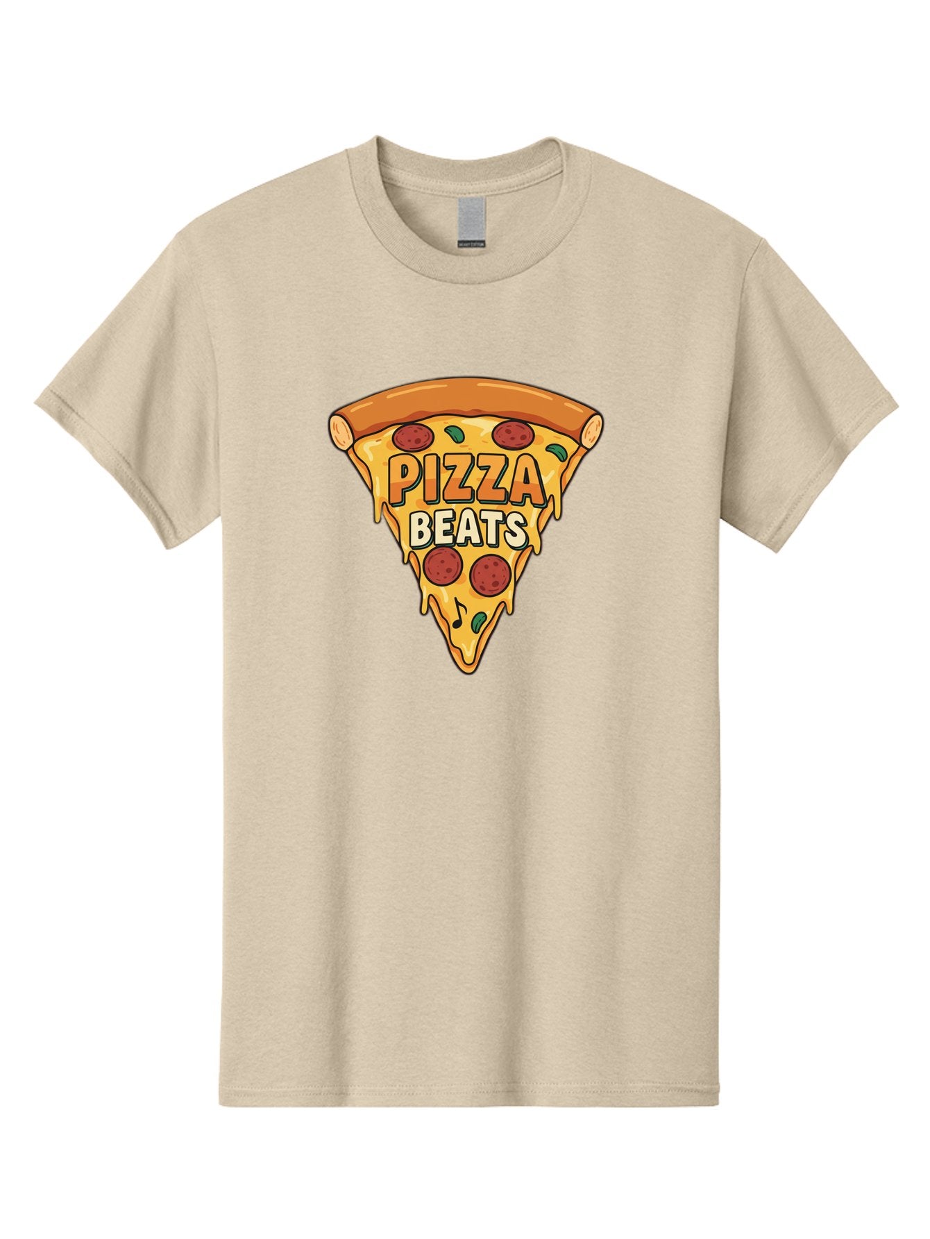 Pizza-Beats Men'S Graphic Tee, 100% Cotton, Comfortable Casual Summer Wear, Machine Washable, Pizza Slice, Pepperoni Pizza, Melted Cheese, Cartoon Food, Playful Graphics, Fun Design, Pizza Beats, Foodie Art, Tasty Treats, Delicious Pizza Bac260 3