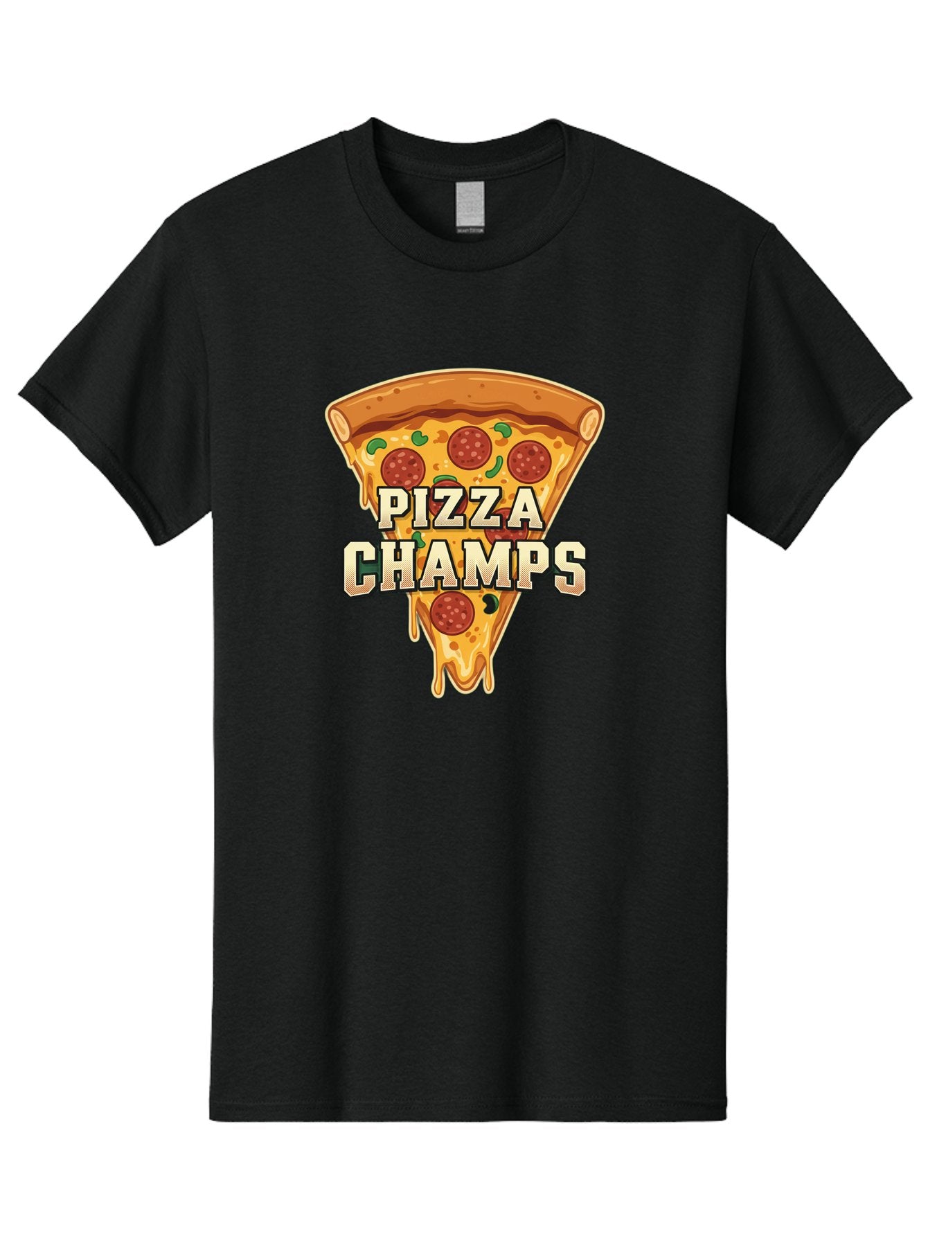 Pizza-Champs Men'S Graphic Tee, 100% Cotton, Comfortable Casual Summer Wear, Machine Washable, Pepperoni Pizza Slice, Cheese Stretch, Pizza Toppings, Italian Food, Pizza Champions, Gaming Logo, Cartoon Style, Appetizing Pizza, Cheesy Pizza, Bac261 12