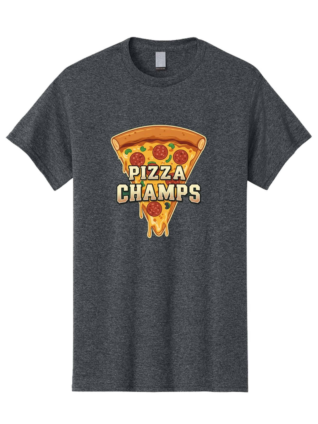 Pizza-Champs Men'S Graphic Tee, 100% Cotton, Comfortable Casual Summer Wear, Machine Washable, Pepperoni Pizza Slice, Cheese Stretch, Pizza Toppings, Italian Food, Pizza Champions, Gaming Logo, Cartoon Style, Appetizing Pizza, Cheesy Pizza, Bac261 3