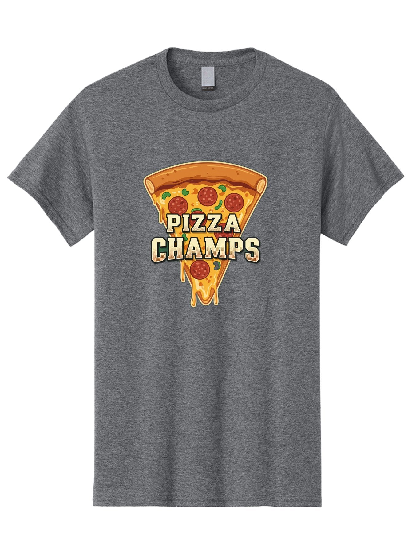 Pizza-Champs Men'S Graphic Tee, 100% Cotton, Comfortable Casual Summer Wear, Machine Washable, Pepperoni Pizza Slice, Cheese Stretch, Pizza Toppings, Italian Food, Pizza Champions, Gaming Logo, Cartoon Style, Appetizing Pizza, Cheesy Pizza, Bac261 6