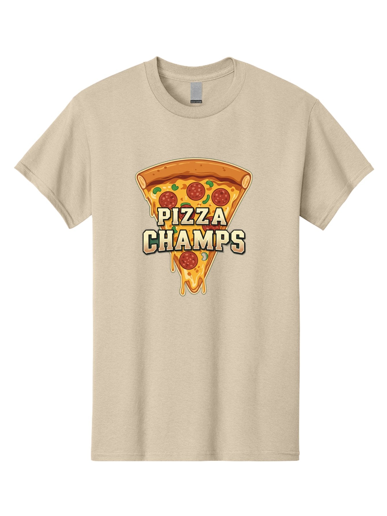 Pizza-Champs Men'S Graphic Tee, 100% Cotton, Comfortable Casual Summer Wear, Machine Washable, Pepperoni Pizza Slice, Cheese Stretch, Pizza Toppings, Italian Food, Pizza Champions, Gaming Logo, Cartoon Style, Appetizing Pizza, Cheesy Pizza, Bac261 15